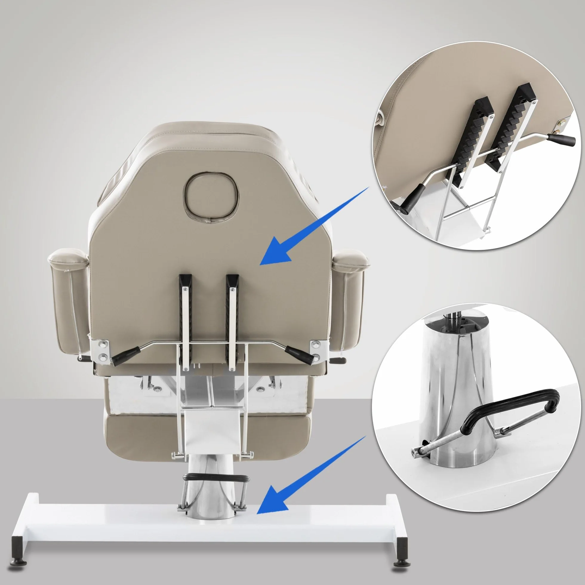CLP Lettino Idraulico Centri Estetici Split V2 In Similpelle I Lettino Professionale Regolabile Con Braccioli Rimovibili, Carico Max 400 KG, Colore:grigio