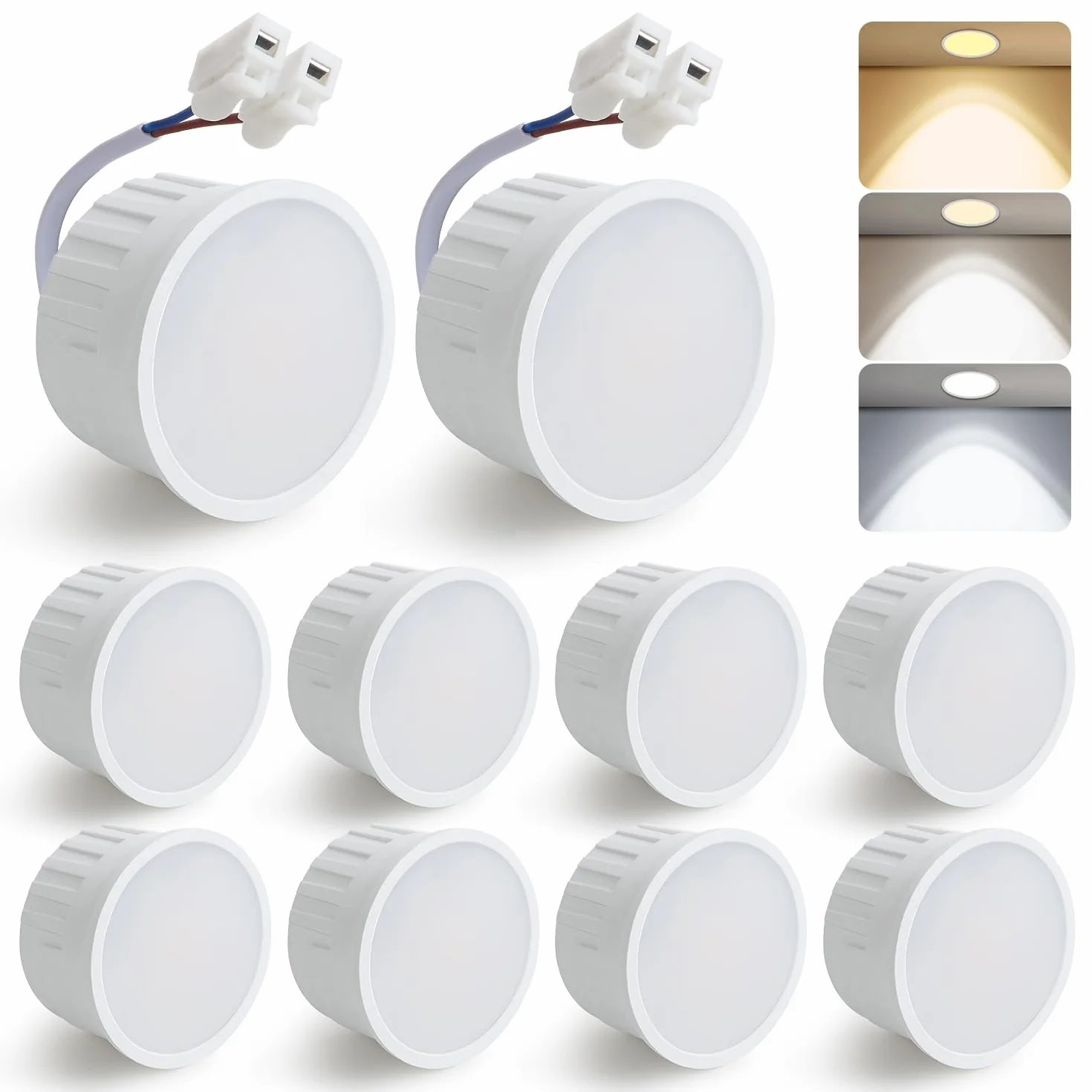 HCFEI Modulo LED ultra piatto, diametro 50 x 24 mm, per faretto da incasso, 5 W, 450 lm, 110° 230 V, bianco caldo, bianco naturale, bianco freddo, sostituisce lampadine GU10 MR16, impermeabile IP44