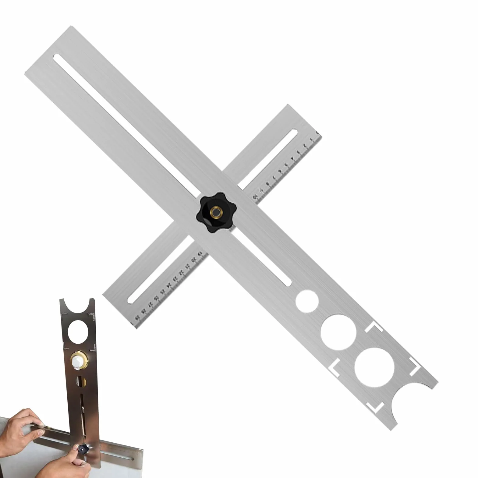 Righello di misurazione angolare per piastrelle, 300 mm, con fori da 25 a 60 mm, manuale di precisione per ceramica e granito
