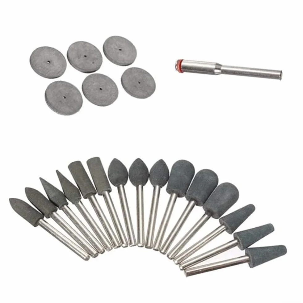Set di 22 dischi in gomma per smerigliatura e utensili rotanti, accessori per lucidatura e sbavatura multi materiale per pietra, metallo, vetro, adatto per elettrici