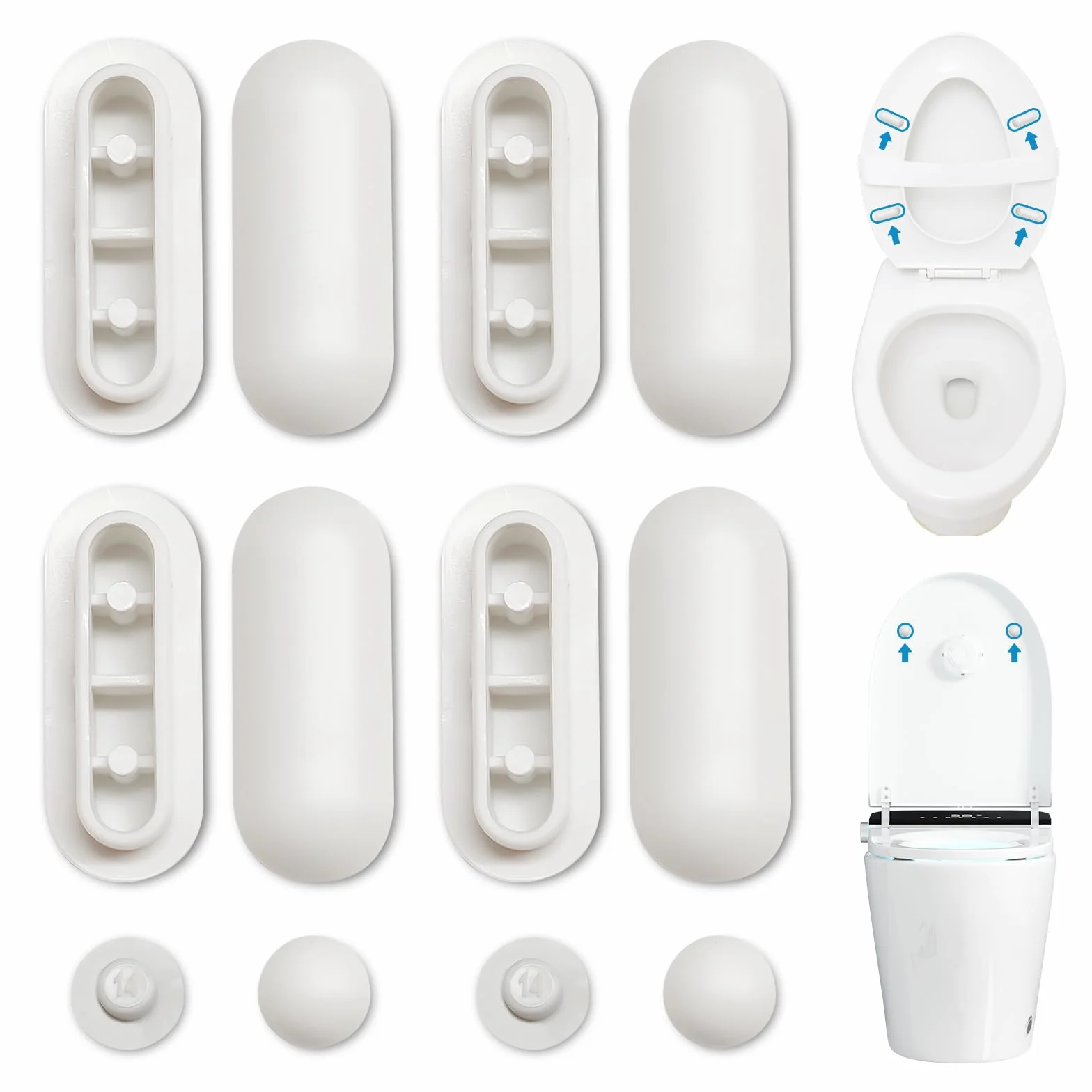 Kit Completo 12 Pezzi per Sedile WC Paracolpi Fissaggi Gommini Universali Bianco