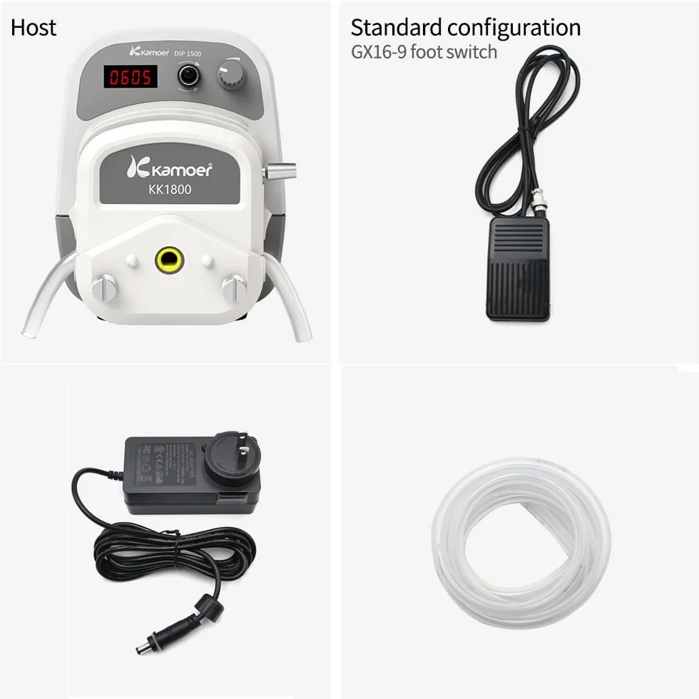 Kamoer DIP1500 V3 Pompa tubolare 24 V 1500 ml/min alto flusso intelligente velocità variabile 0,1 – 400 giri/min pompa dosatore liquido 3 rotori schermo LED RS485 7,9 mm x 11,1 mm (ID x OD)