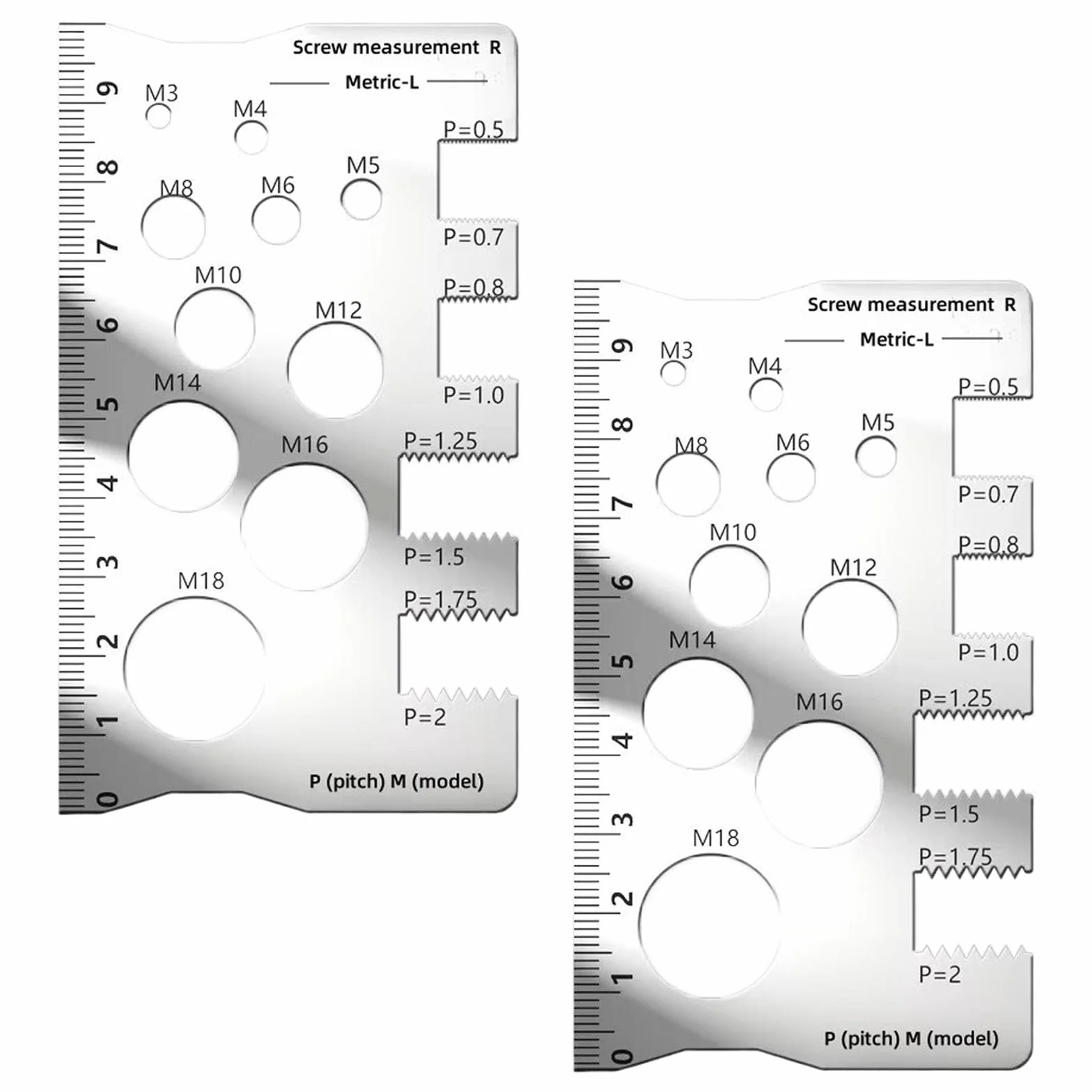 Misuratore di passo filettato multifunzione per misurare con precisione il diametro della vite, strumento di misurazione delle viti, tabella delle dimensioni delle viti