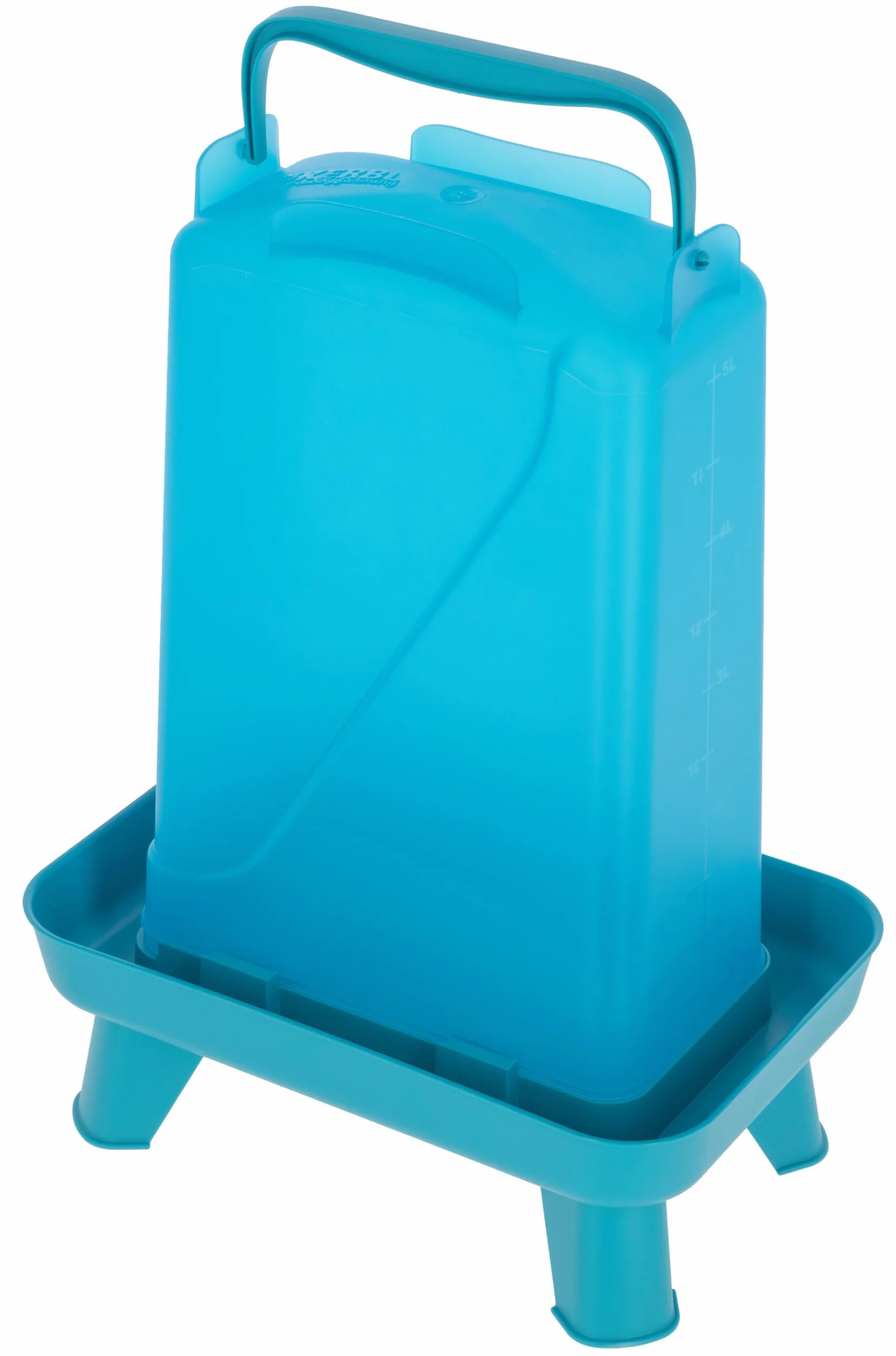 Kerbl Hobbyfarming Abbeveratoio in plastica con piedini, Alimentazione automatica dell'acqua, Supporto stabile, Resistente alle intemperie, Con maniglia per il trasporto, Piano trasparente, 5.5L, blu