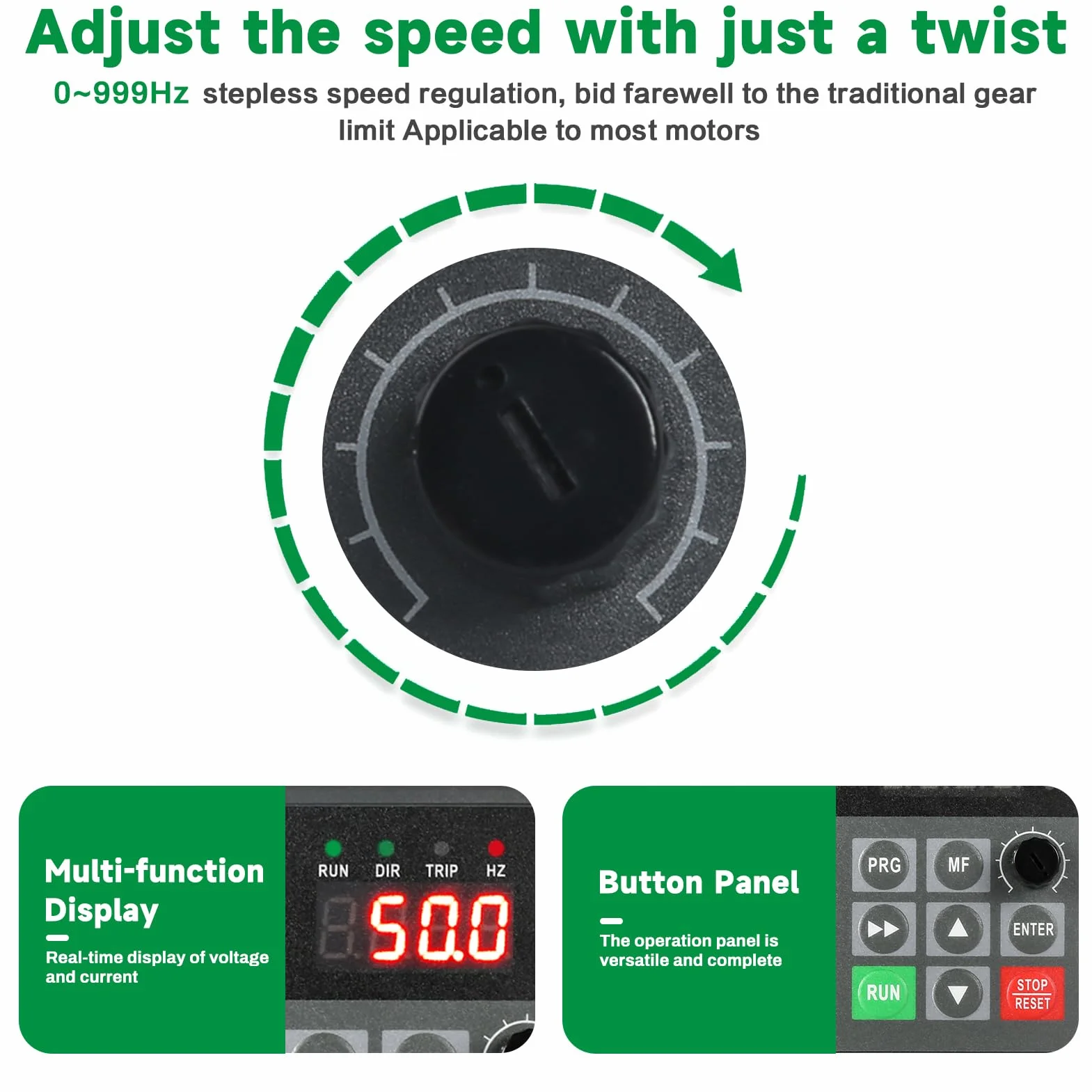 DEWIN Inverter per Motori Trifase 380V 2.2KW Azionamento a Frequenza Variabile VFD 380V Ingresso trifase Uscita trifase Convertitore di Frequenza VFD Regolatore di velocità del Motore(Size : 2.2kW)