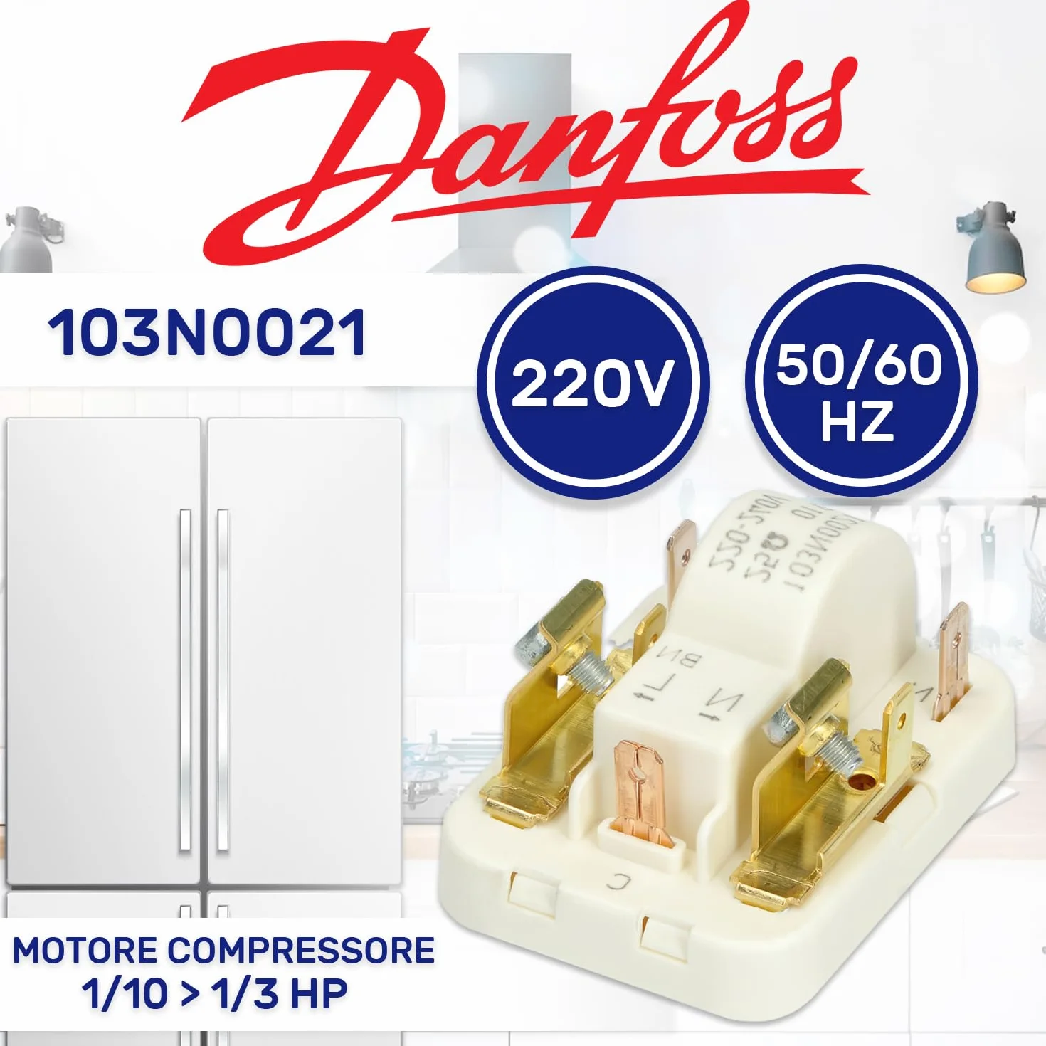 Rele di Protezione Motore del Compressore per Frigorifero 103N0021 per Danfoss - MADE IN EU - Garanzia di 10 Anni - MONTERAL