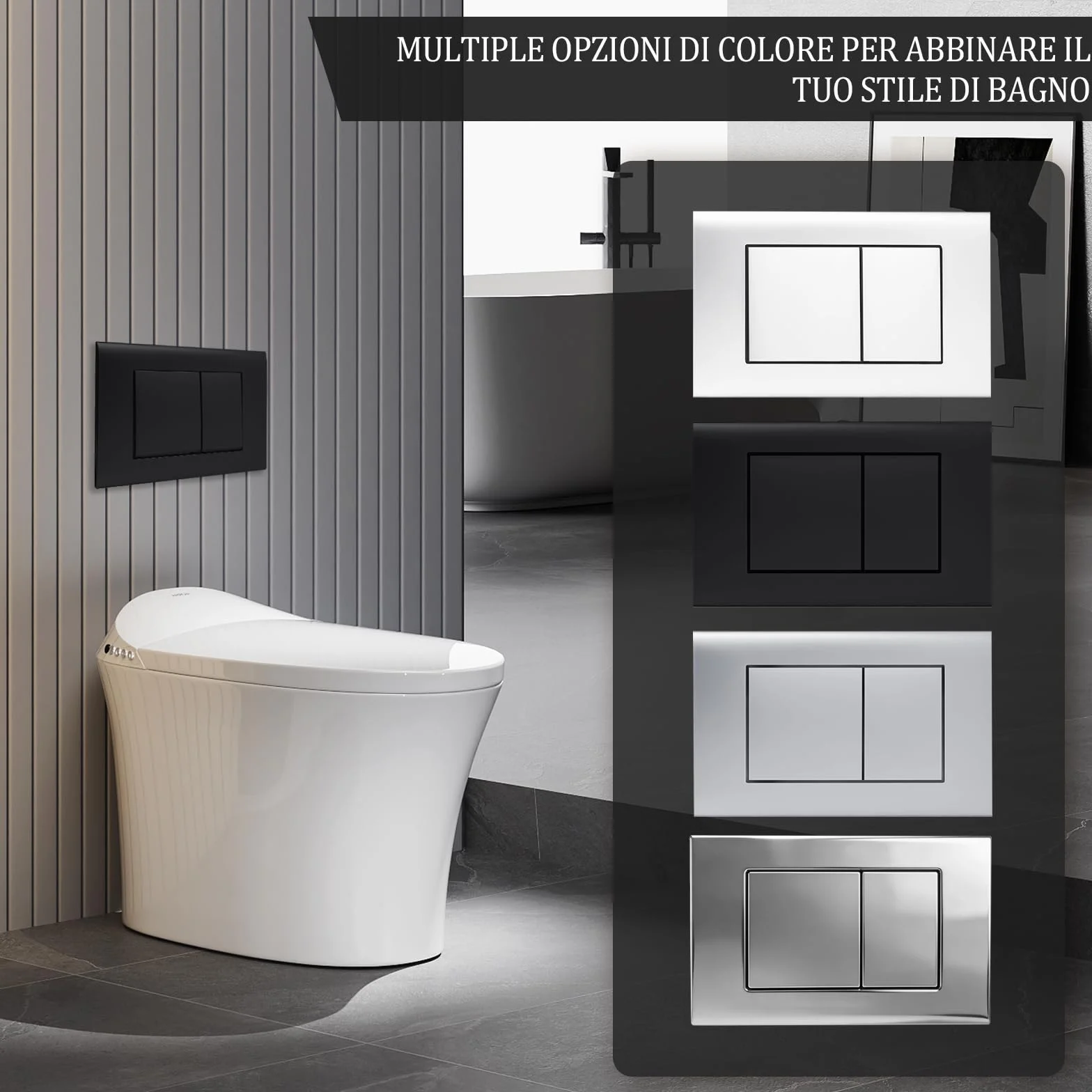 Placca di Comando WC Compatibile con Geberit Sigma Gamma UP300 UP320 246x164 mm Nero Opaco