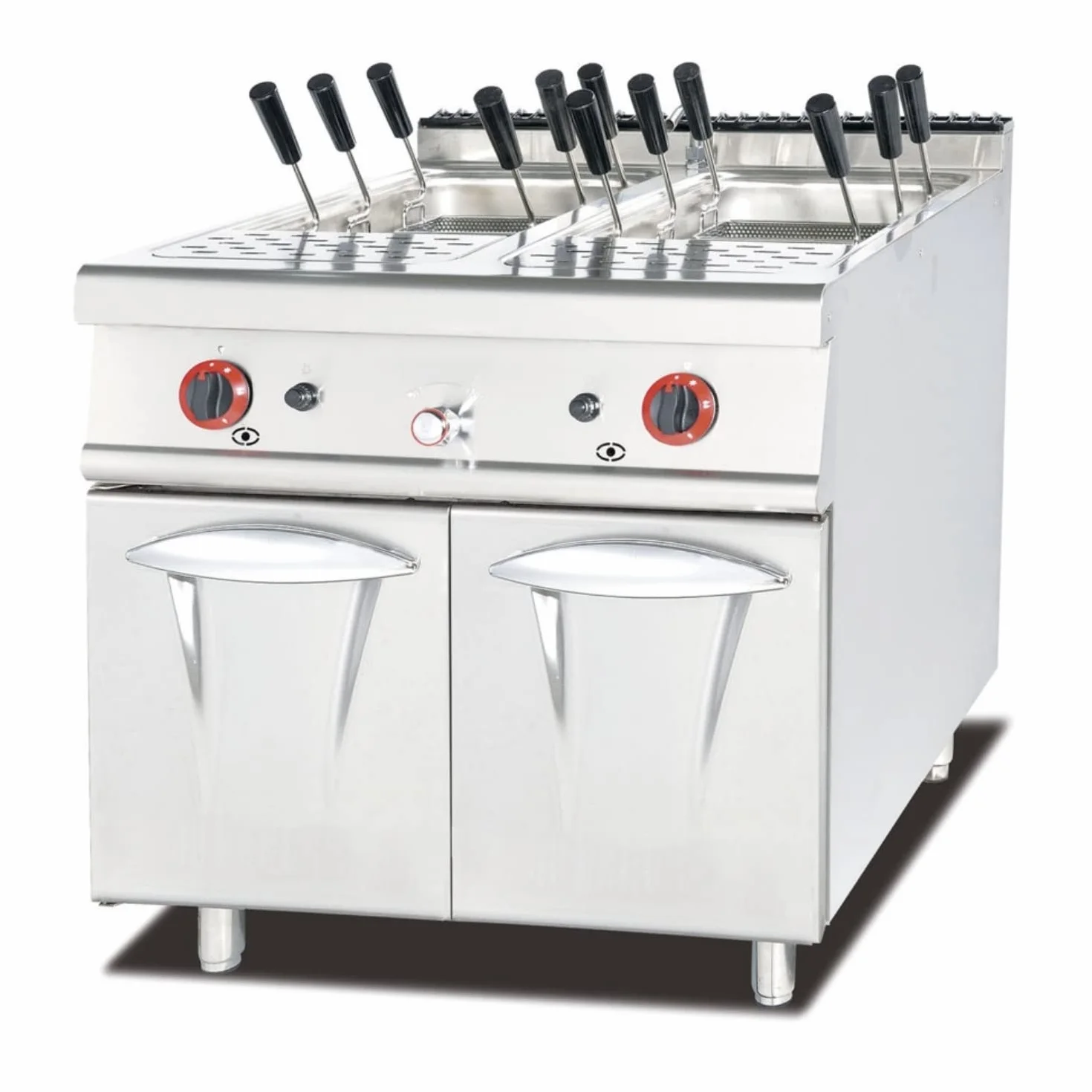 Ristoattrezzature Cuocipasta a Gas su Vano Chiuso - Acciaio Inox - 2 vasche - Capacità 27+27 litri S/90-80x90 cm
