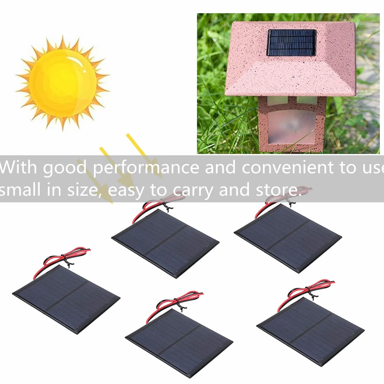 5Pcs Mini Pannello Solare, 5,5V 2W, 136 x 110MM, Silicio Monocristallino, Alta Efficienza