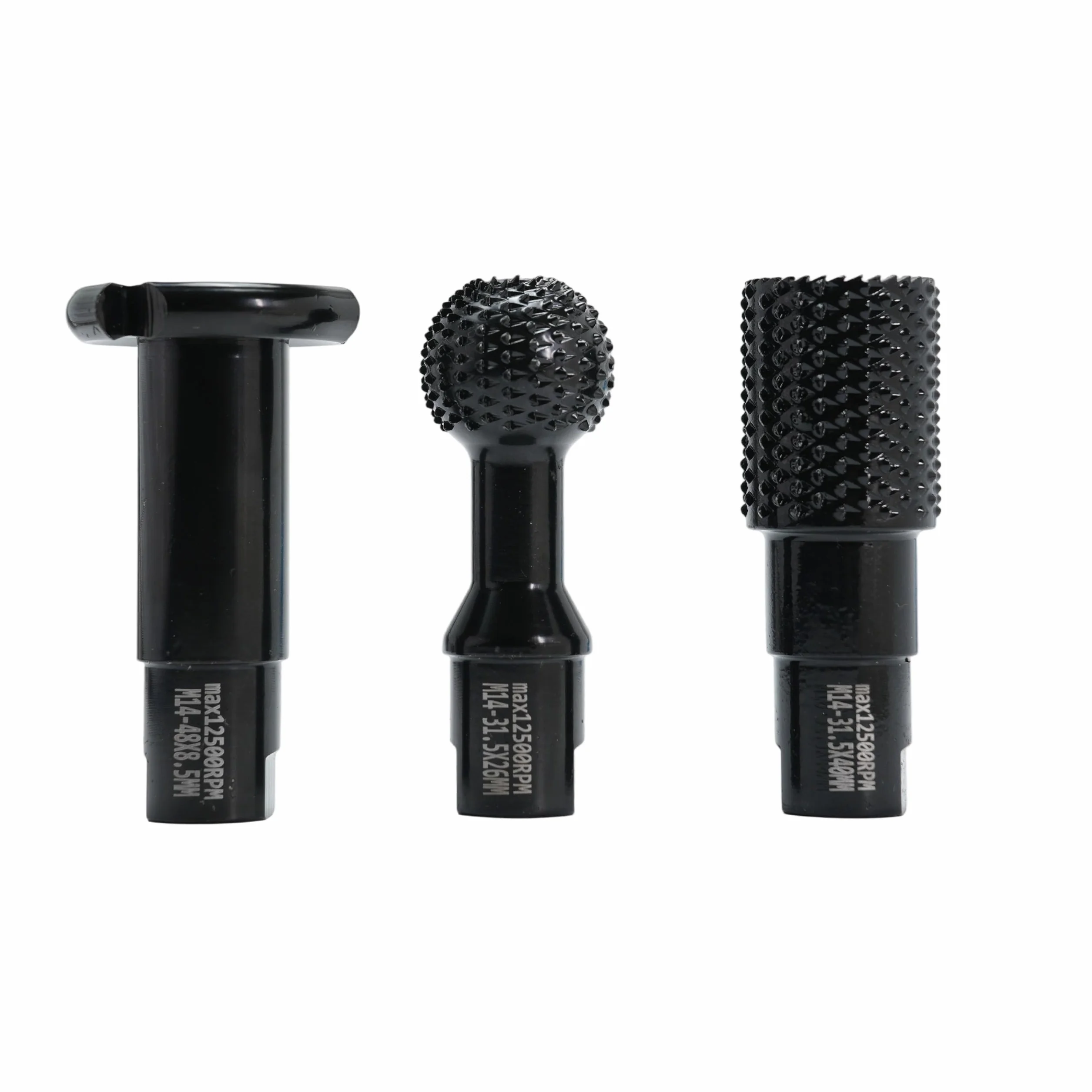 Set di frese per intagliare il legno, filettatura M14, 3 pezzi, per smerigliatrice angolare, 115 mm/125 mm, nero