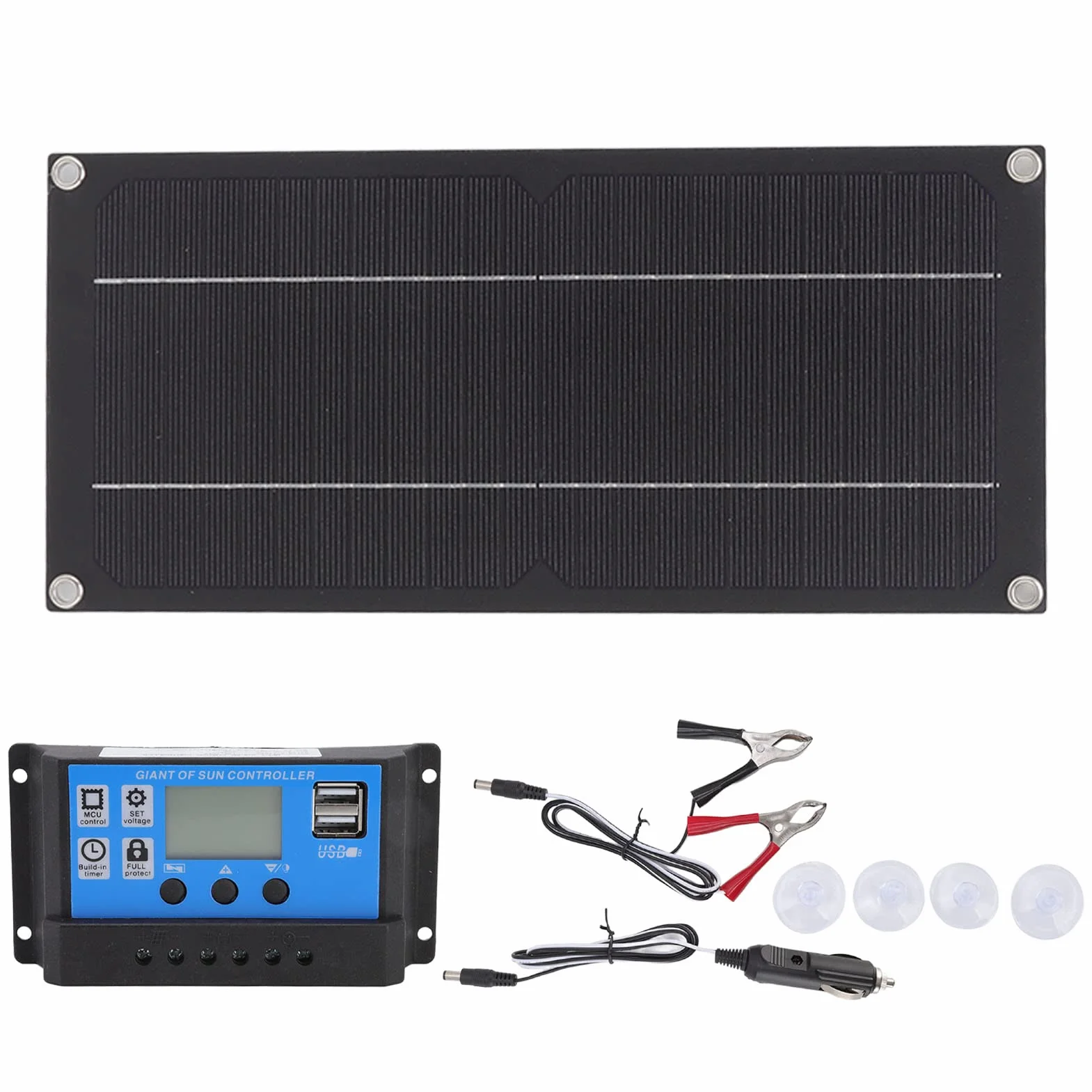 Ejoyous Kit pannello solare 60 W 18 V Solar Panel Kit Cella Solare Esterno Caricatore per Auto RV Barca Caravan Casa Tetto 100 A Caricabatterie