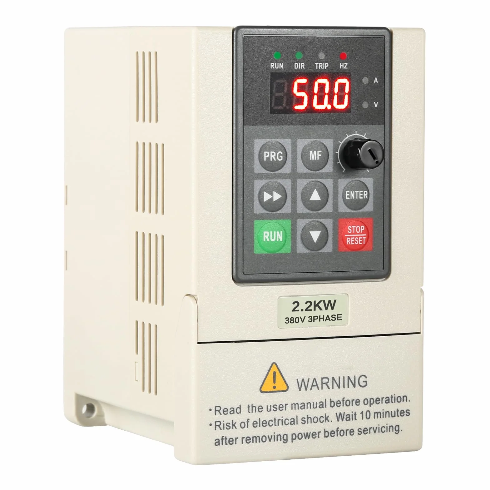 Convertitore di Frequenza VFD, Inverter per Motori Trifase 380V 2,2 kW Uscita di Ingresso 380V per il Controllo Della Velocità del Motore con Cavo di Prolunga da 2m