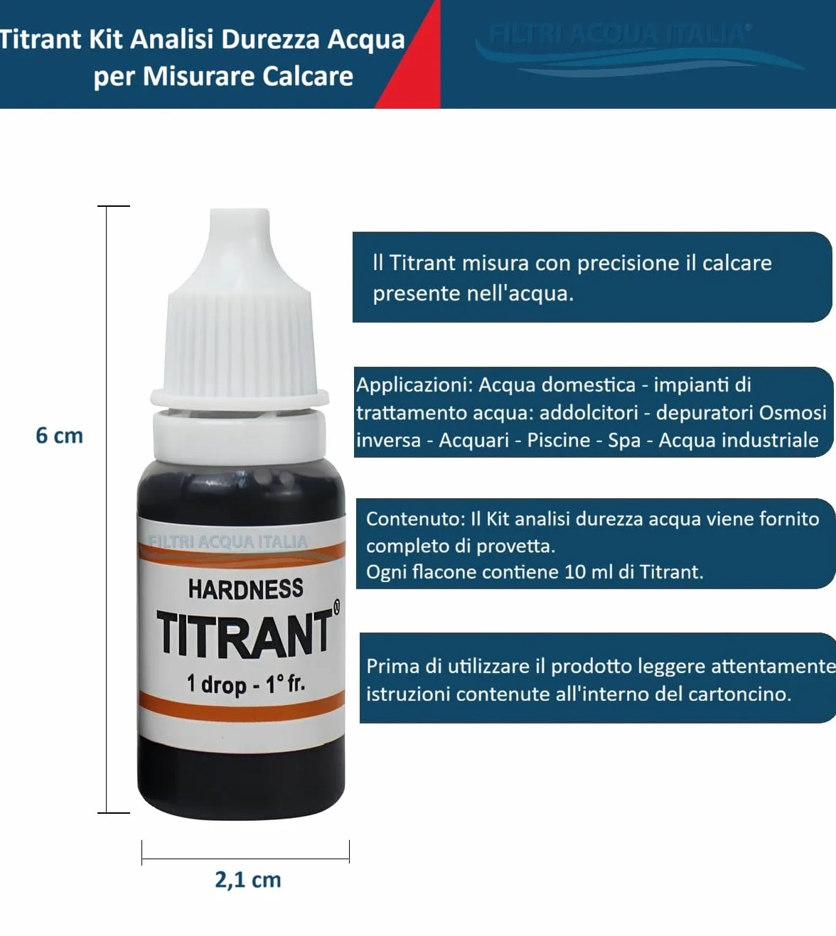 Titrant Set 4 Pezzi Kit Analisi Durezza Acqua (Gradi Francesi) per Misurare Calcare