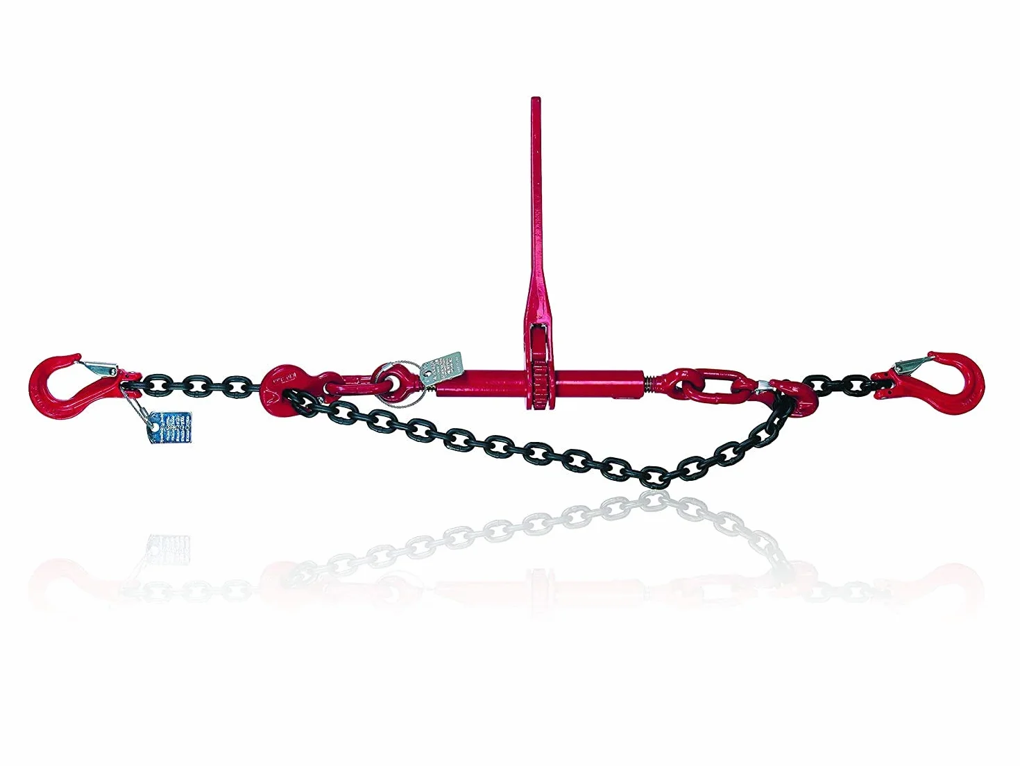 Dolezych 46530801-3,0 Catena di Ancoraggio con Tenditore con Gancio a Forcella e Tendicatena a Cricchetto con Gancio di Accorciamento 2 Parti, Lunghezza 3 m, Nero/Rosso