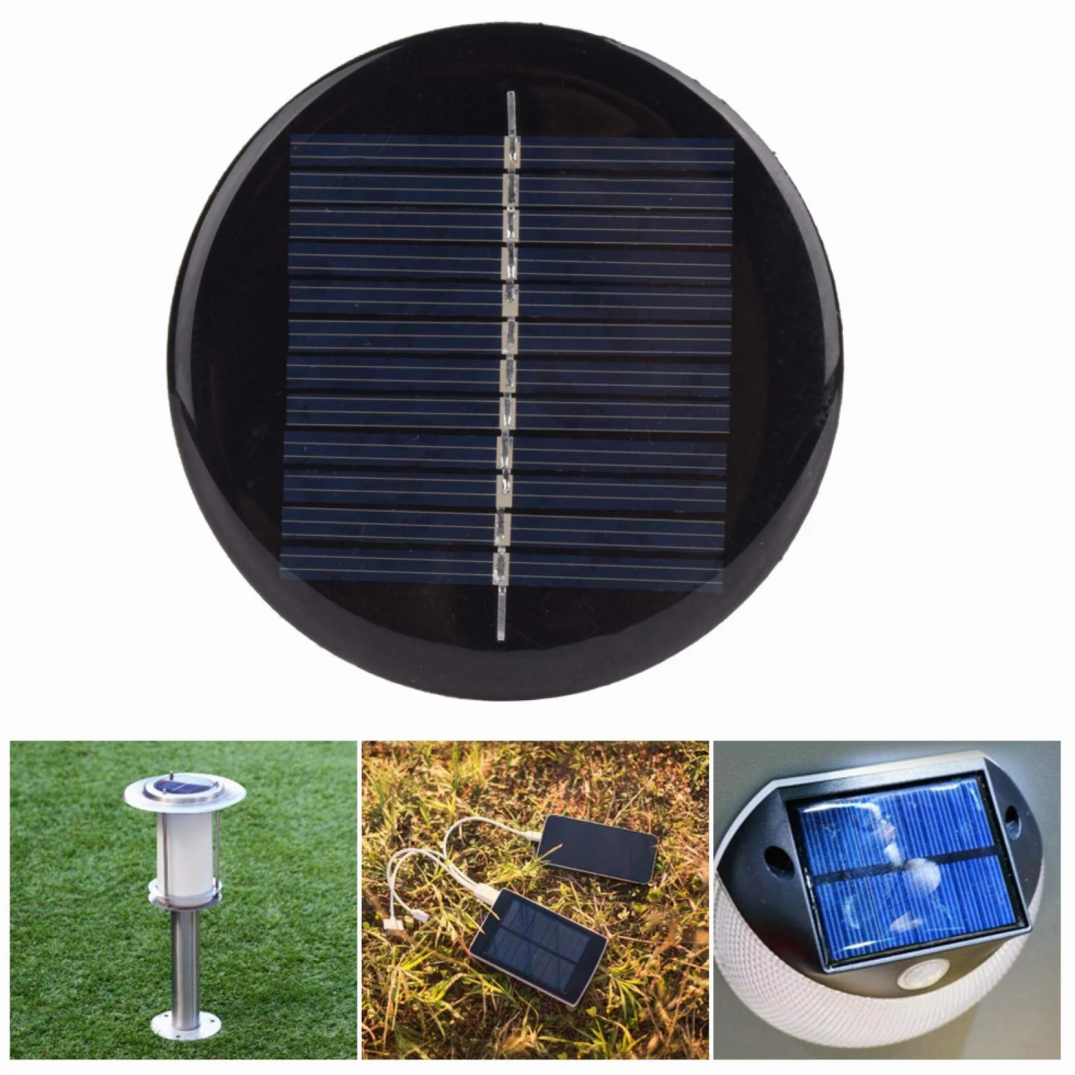 Modulo Pannello Solare Rotondo 6V 80mm 4 Pezzi, Ricambio per Luci da Giardino