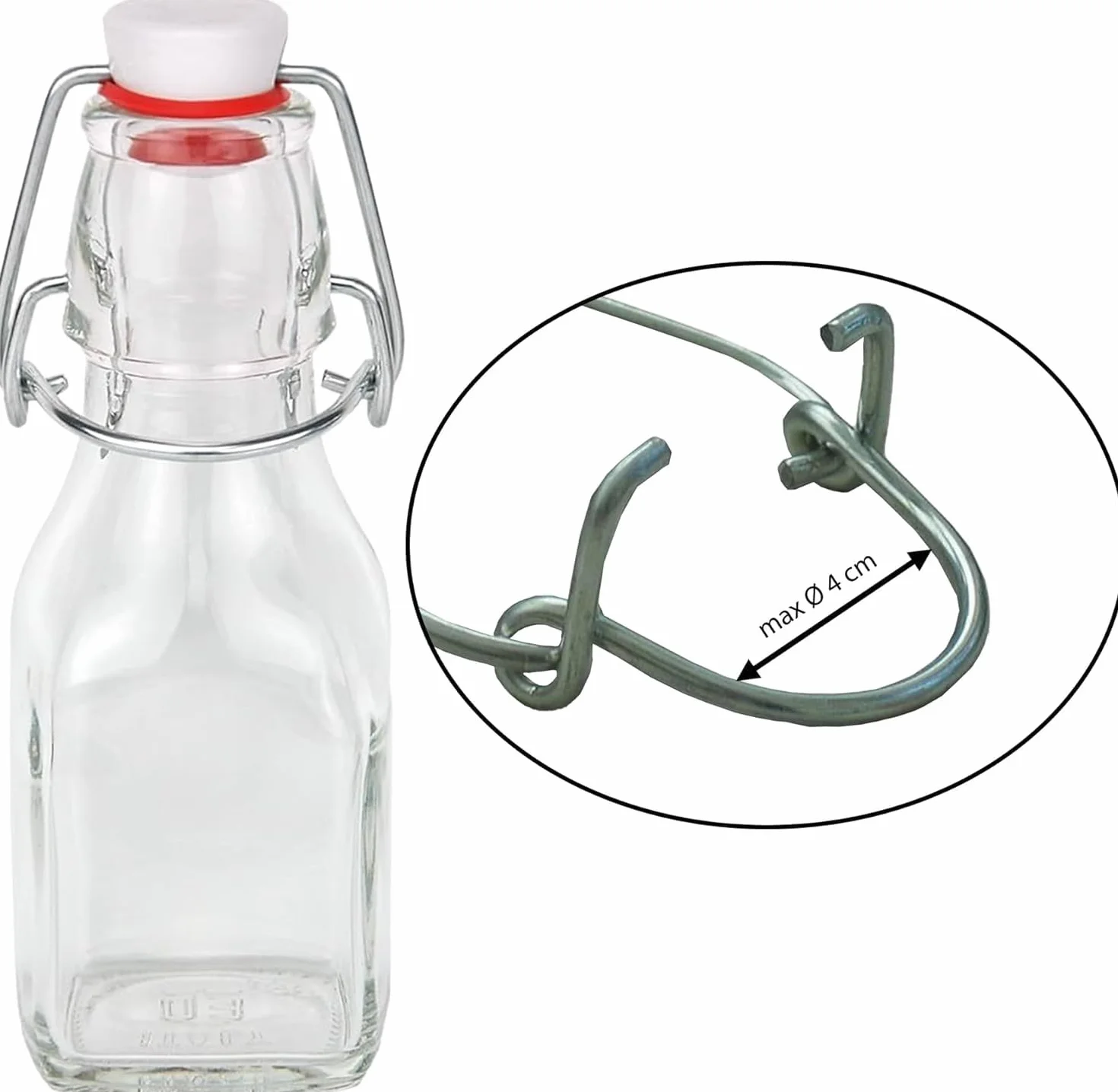 Tappo Meccanico per Bottiglie di Vetro con Guarnizione 4 cm 2,5x2,5x2h cm 6 Pezzi