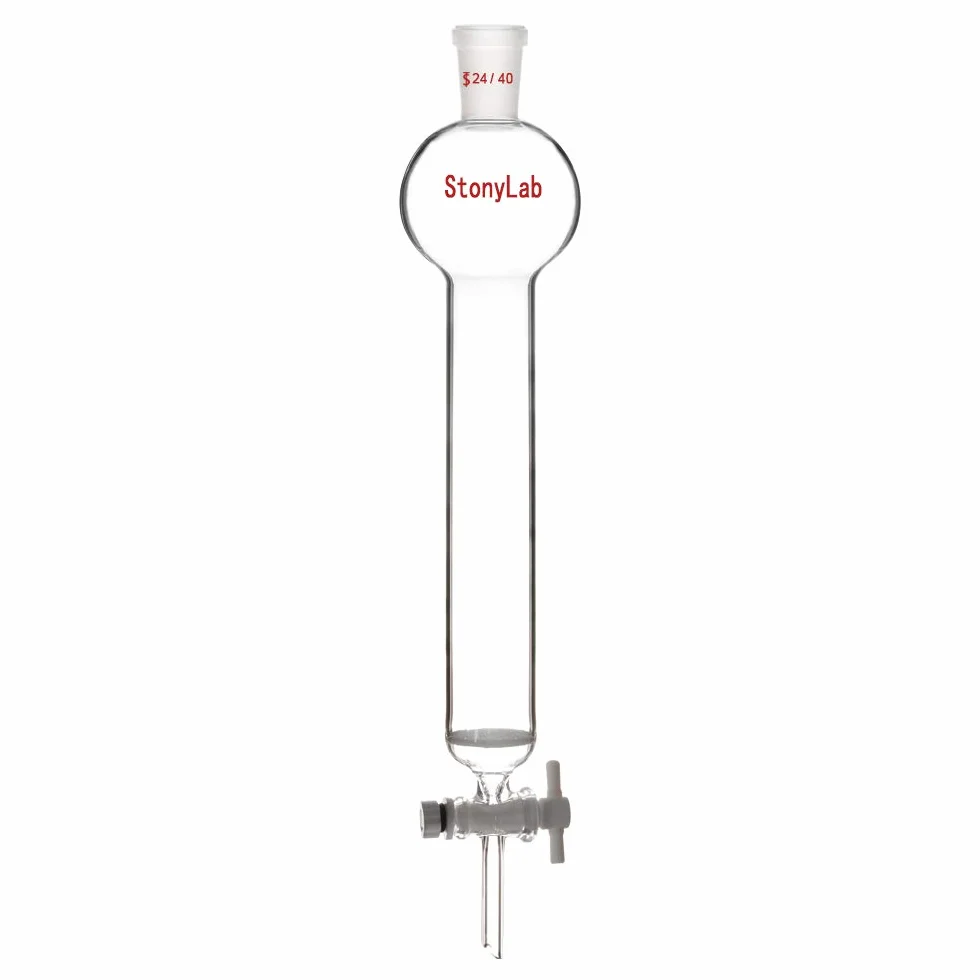 StonyLab Vetro Borosilicato Colonna per Cromatografia Chromatography Column con Serbatoio e Disco Frittato, Capacità 50 ml, Giunto Esterno 24/40