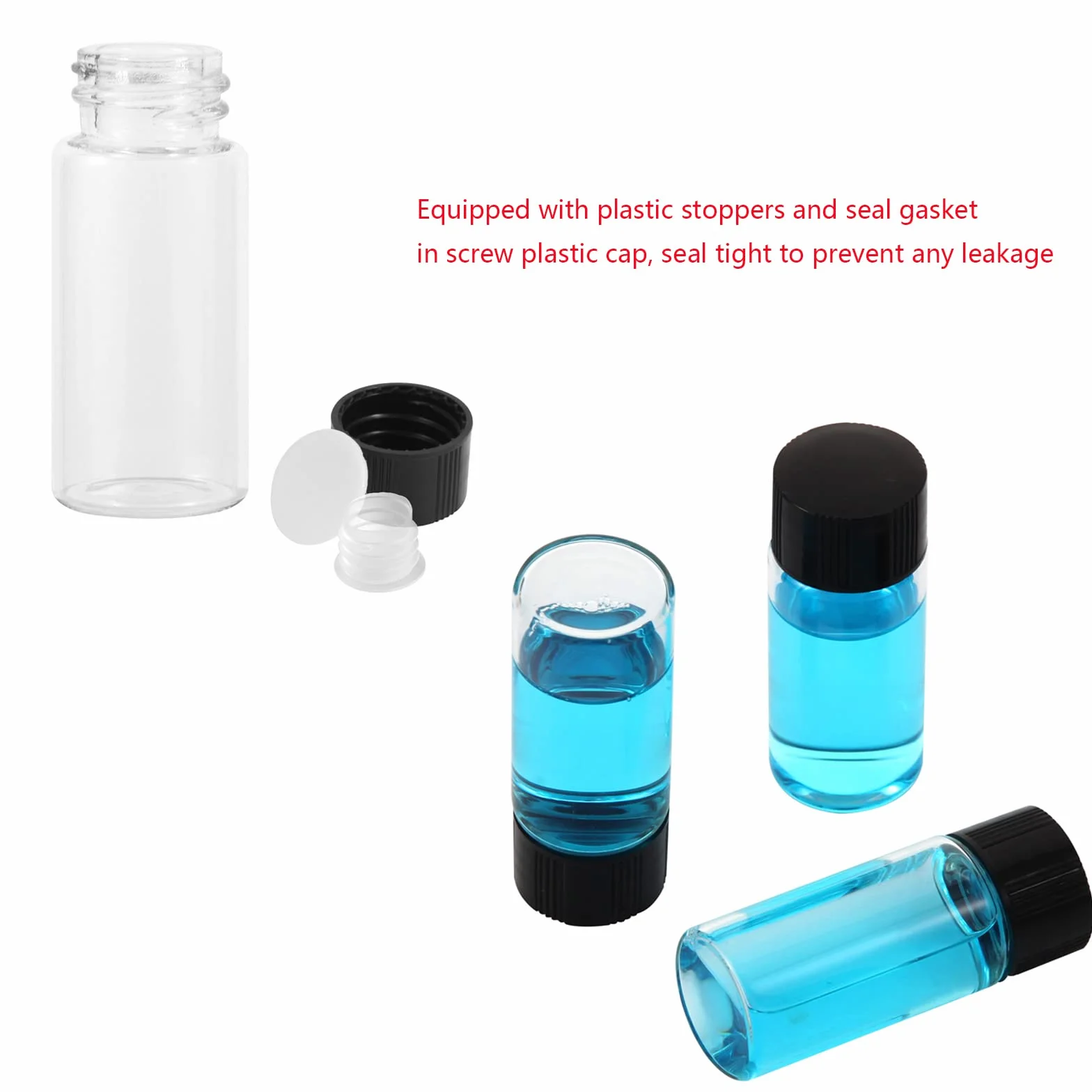Fiale di Vetro Trasparente da 10 ml con Tappi a Vite, Flacone Campione, 50 Pezzi