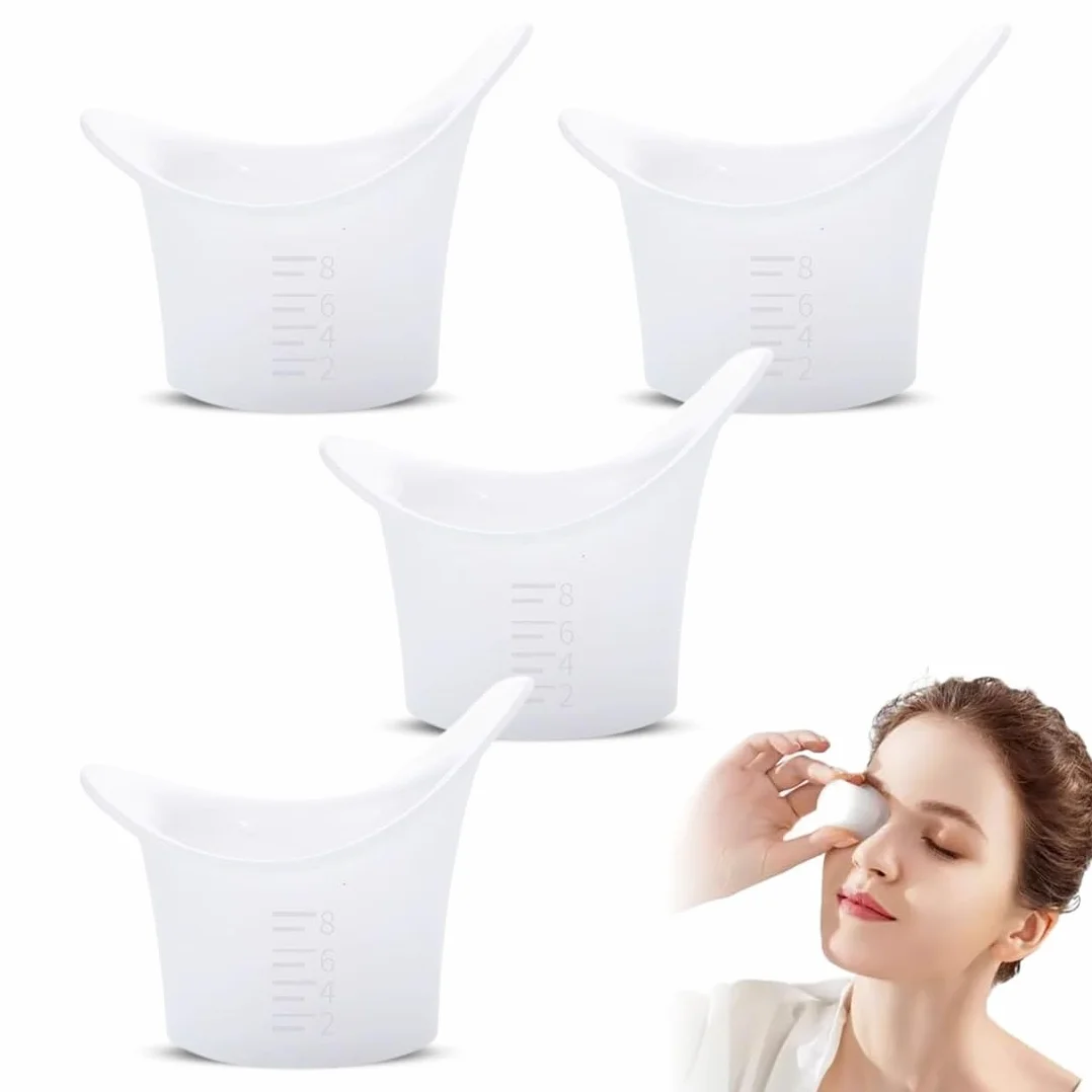 Soluzioni per lavaggio occhi,Confezione da 4 bicchieri lavaocchi portatili da 8 ml, riutilizzabili, portatili, in plastica, per la pulizia e la cura degli occhi.