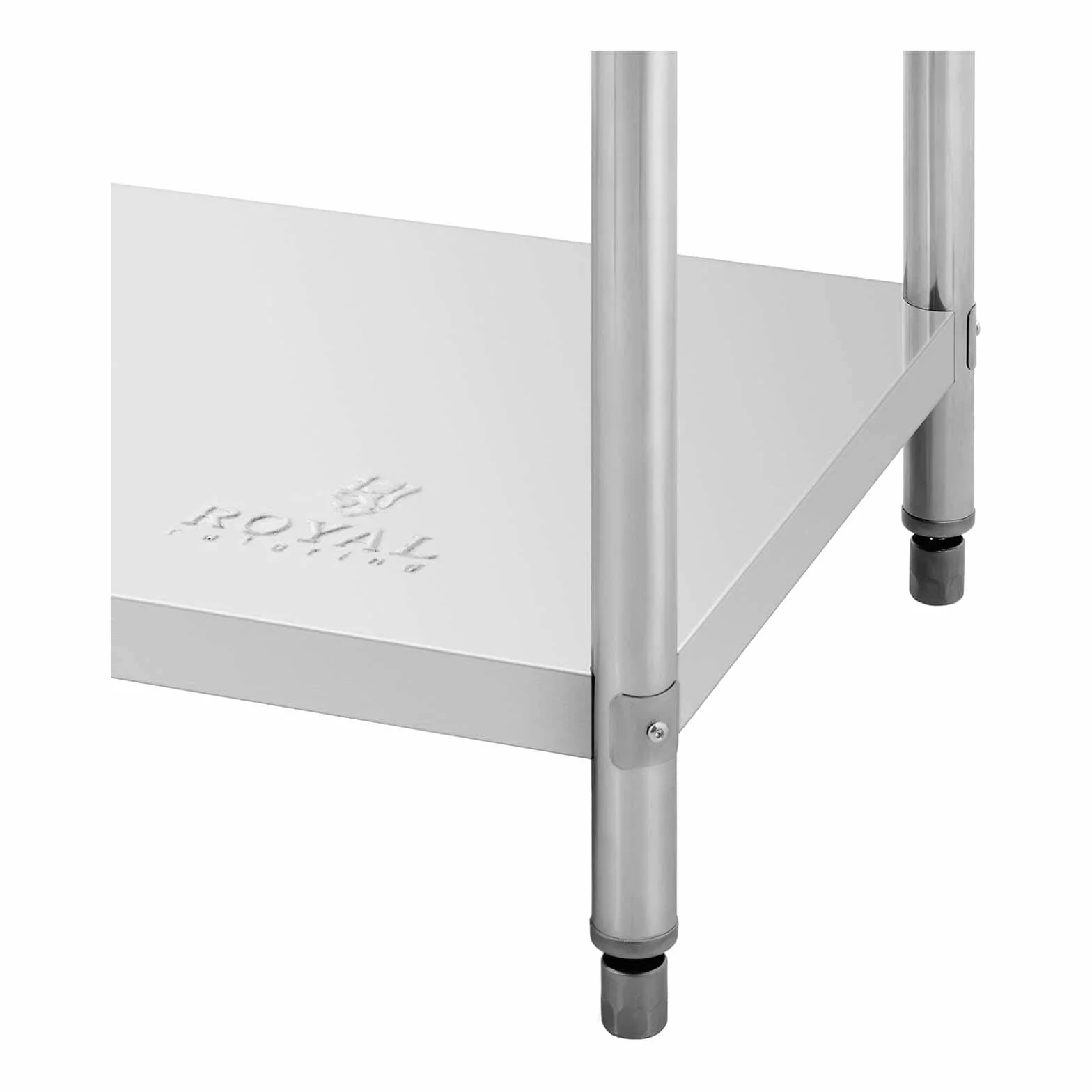 Royal Catering RCAT-100/70 Tavolo da Lavoro Piano di Lavoro per Cucina (100 x 70 cm, Carico max. 400kg, lastra HDF, Piedini regolabili, Acciaio inox)