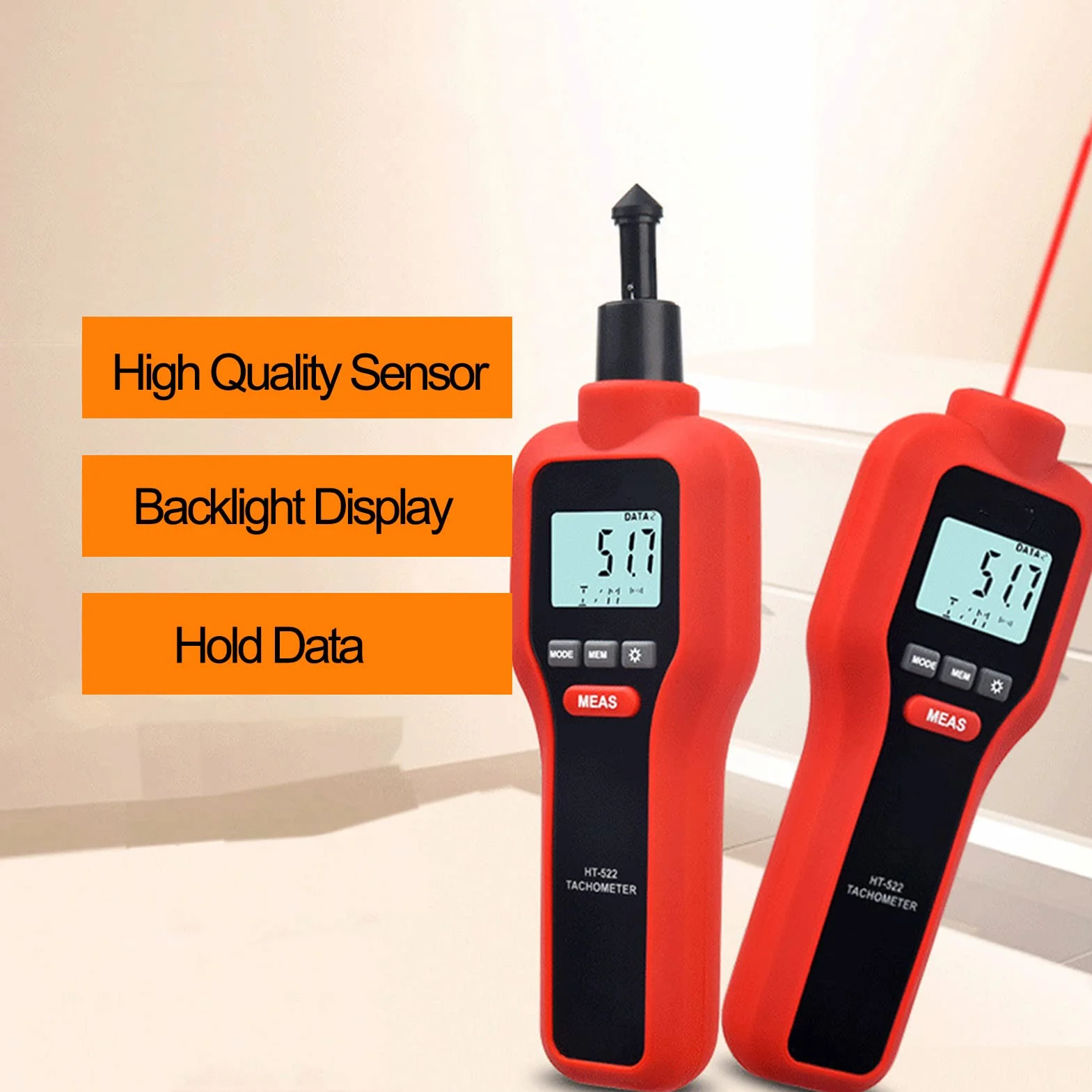 ThreeH Tachimetro Digitale Senza Contatto Misurazione della velocità di Misurazione Tach Meter Batterie del Marcatore del Misuratore RPM ad Alta Accuarcy Incluse