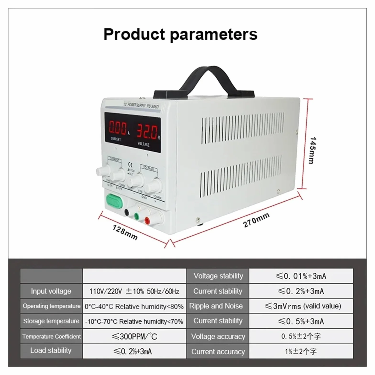 Alimentatore CC Variabile, Alimentatore Lineare Da Banco PS305D 30V5A For Laboratorio, Regolato A Commutazione Regolabile Alta stabilità