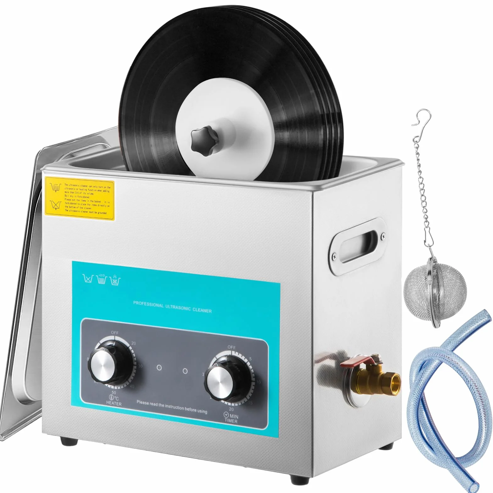 VEVOR Pulitore A Ultrasuoni Display Digitale, 6L Lavatrice Ultrasuoni in Vinile, 220V/50Khz Professionale Pulitore a Ultrasuoni con Funzione di Riscaldamento, Nero, per Pulizia di Gioielli, Occhiali