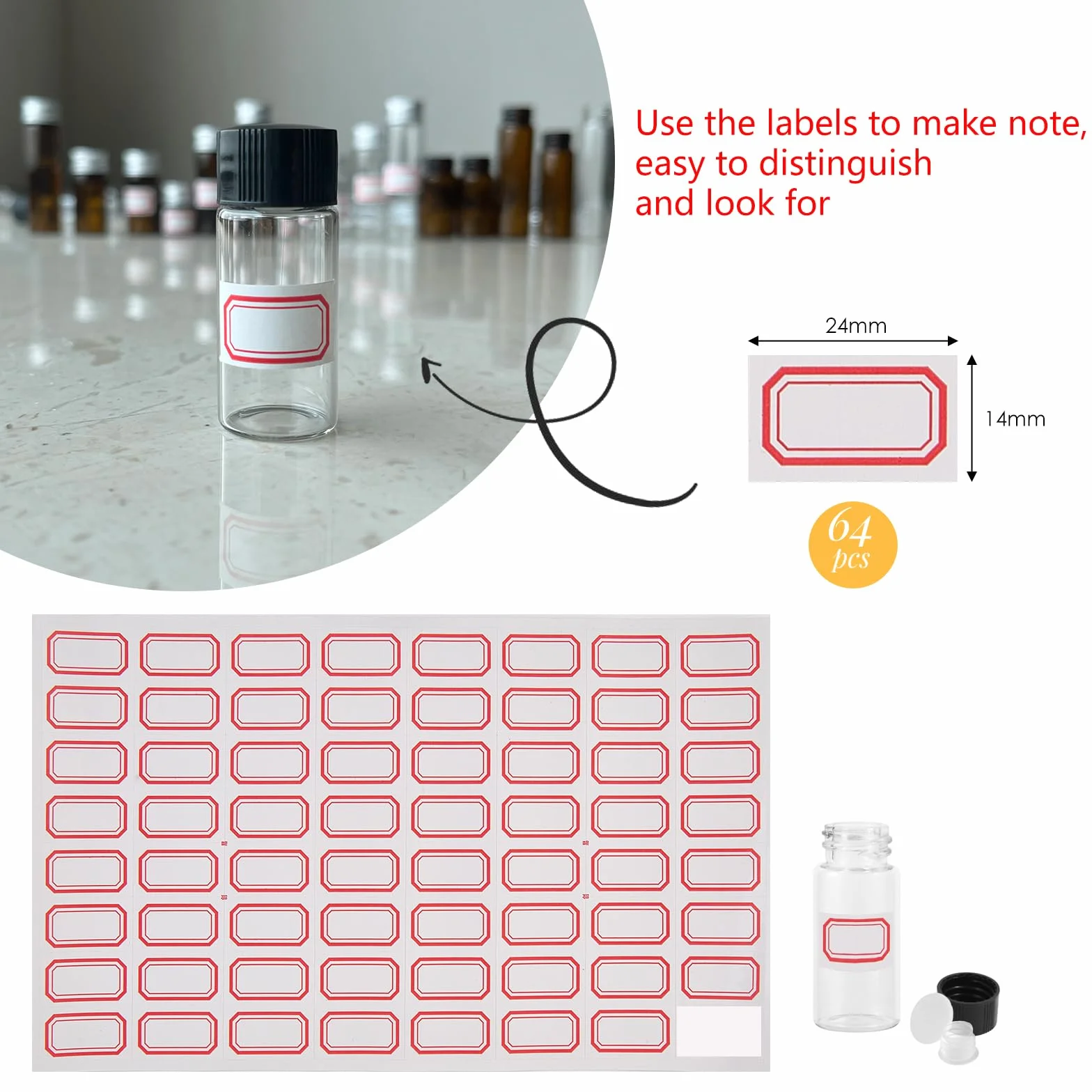 Fiale di Vetro 10 ml con Tappi a Vite, Flacone Campione Liquido, 12 Pezzi