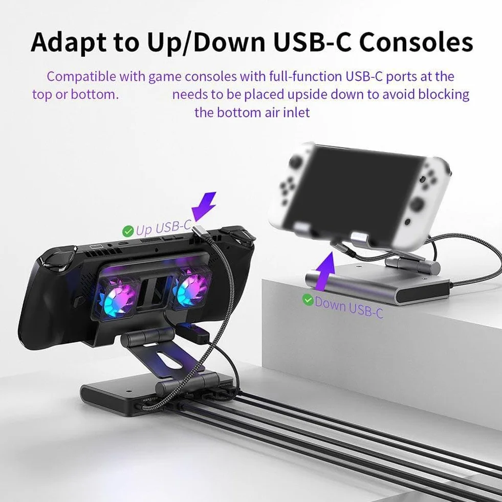 Dock di espansione di raffreddamento USB per Nintendo Switch 2, per doppia ventola in lega di alluminio con supporto 4K 144Hz, per uso domestico e in viaggio dal design compatto