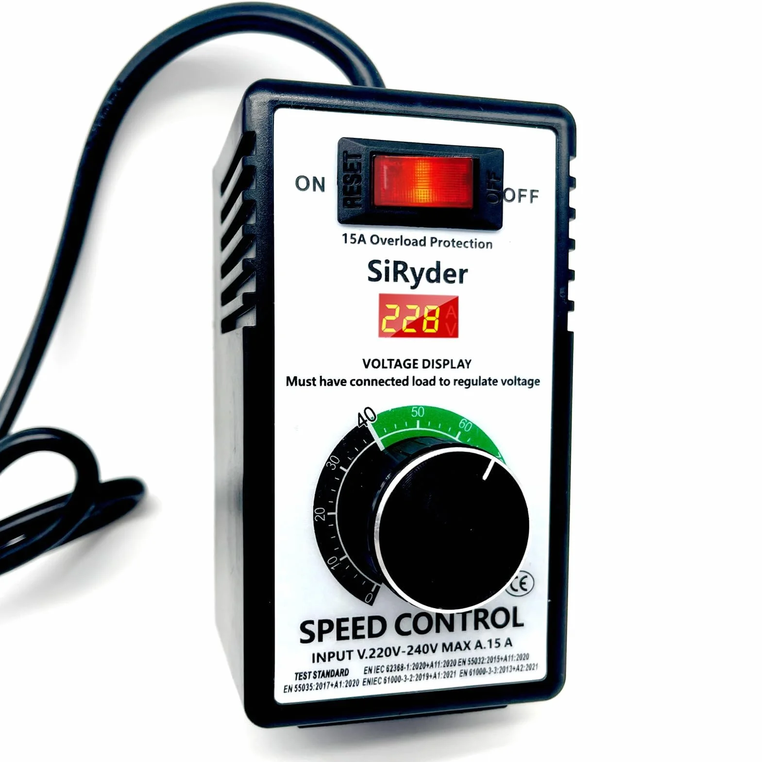 Regolatore di Tensione 220V Regolatore Velocita Motori Con Protezione Da Sovraccarico Per Smerigliatrici Angolari Asciugacapelli Trapani Portatili Seghe Circolari 10A