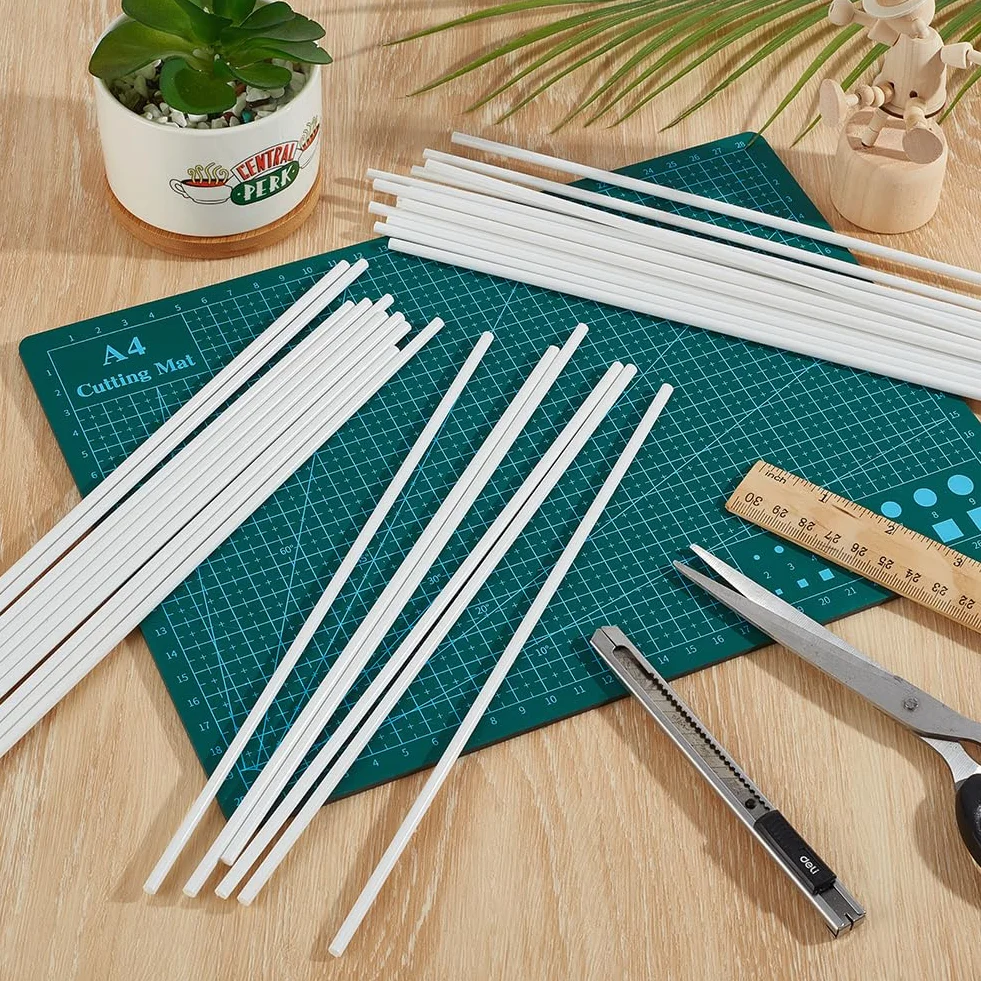 BENECREAT 30 pz Asta Rotonda In Plastica ABS Bianca 4mm X 250mm Barre Tonde per Modellismo