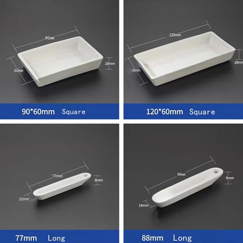 5 pezzi di crogioli in ceramica da laboratorio - portacampioni ad alta temperatura for forni a muffola tubolare(Square 120x60mm)