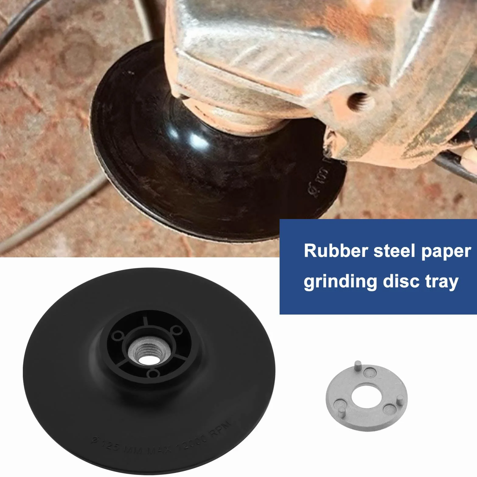 Create idea 4 dischi abrasivi M14 da 125 mm in gomma e acciaio per carta abrasiva vassoio smerigliatrice angolare speciale Ddisc nero, BF005_M