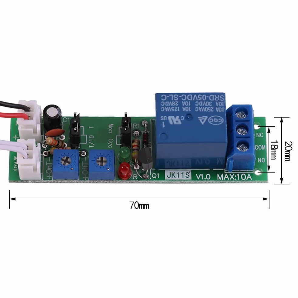 Modulo Ritardo Temporizzatore Ciclo Modulo Relè Accensione/Spegnimento Regolabile Dc 5v 12v 24v (DC12V,0-120min)