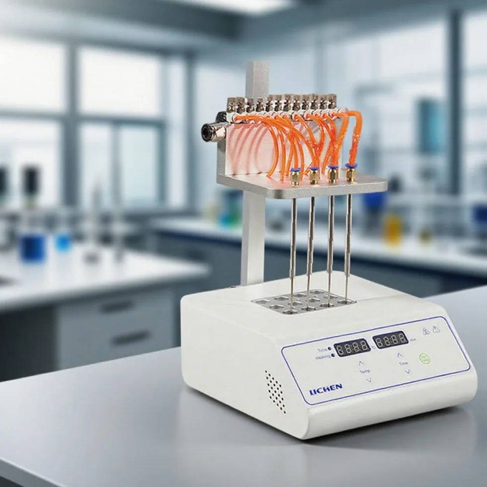 Evaporatore di Azoto Secco, Concentratore di Campioni di Azoto, Altezza Regolabile 200 Mm, Controllo Preciso della Temperatura, Flusso Regolabile, per Laboratorio, Analisi Ambientali 12holes