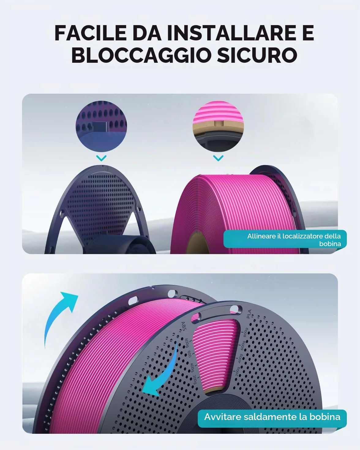 SUNLU Rapido PETG Refill Filamento 3D 1.75mm 4KG Alta Velocità 30-600mm/s Matt Senza Bobina Compatibile Bambu Lab Nero/Bianco/Rosso/Blu
