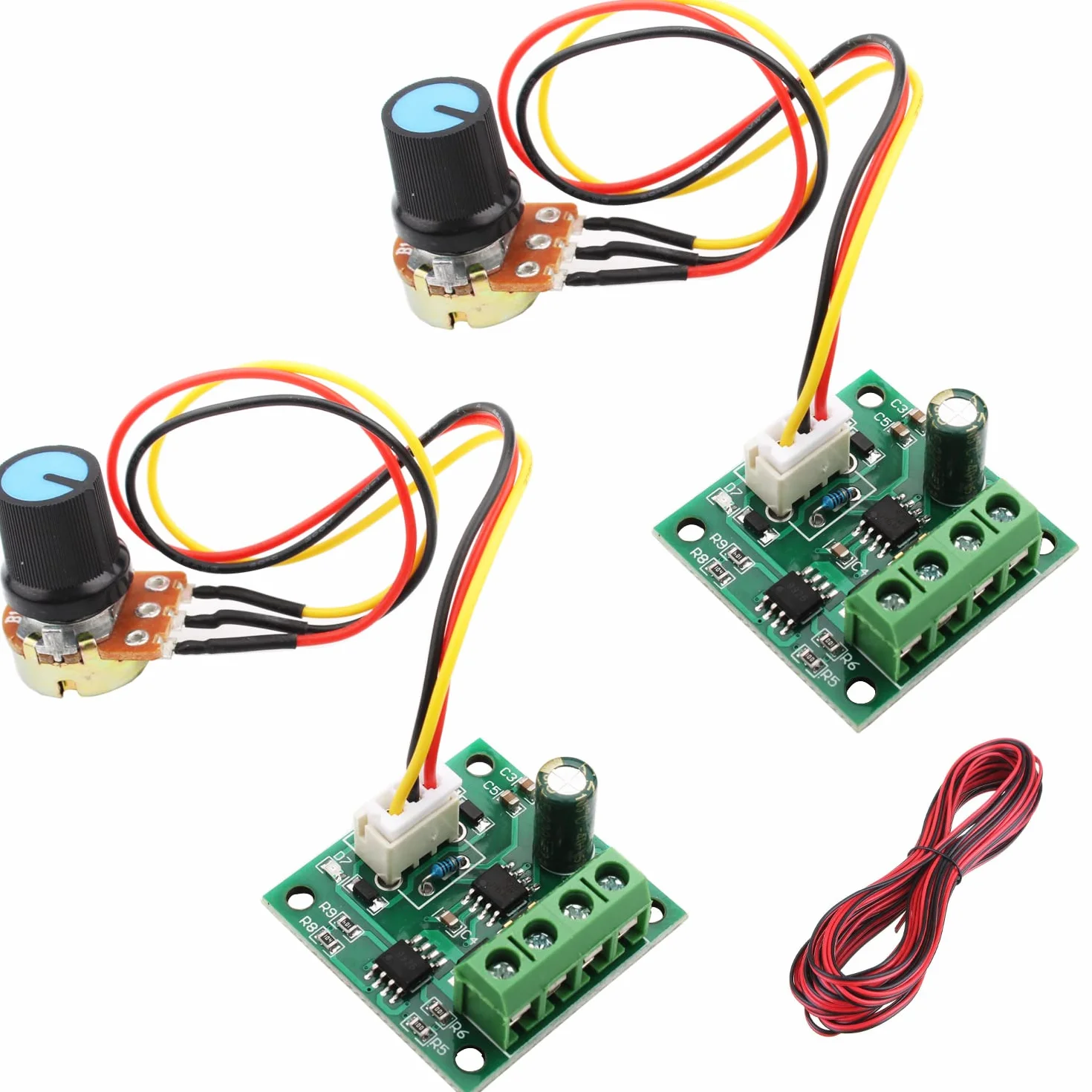 RUNCCI-YUN 2pcs Regolatore DC PWM 1.8V 3V 5V 6V 12V 2A DC Scheda di Controllo del Motore a Bassa Tensione Interruttore del Potenziometro 1803BW