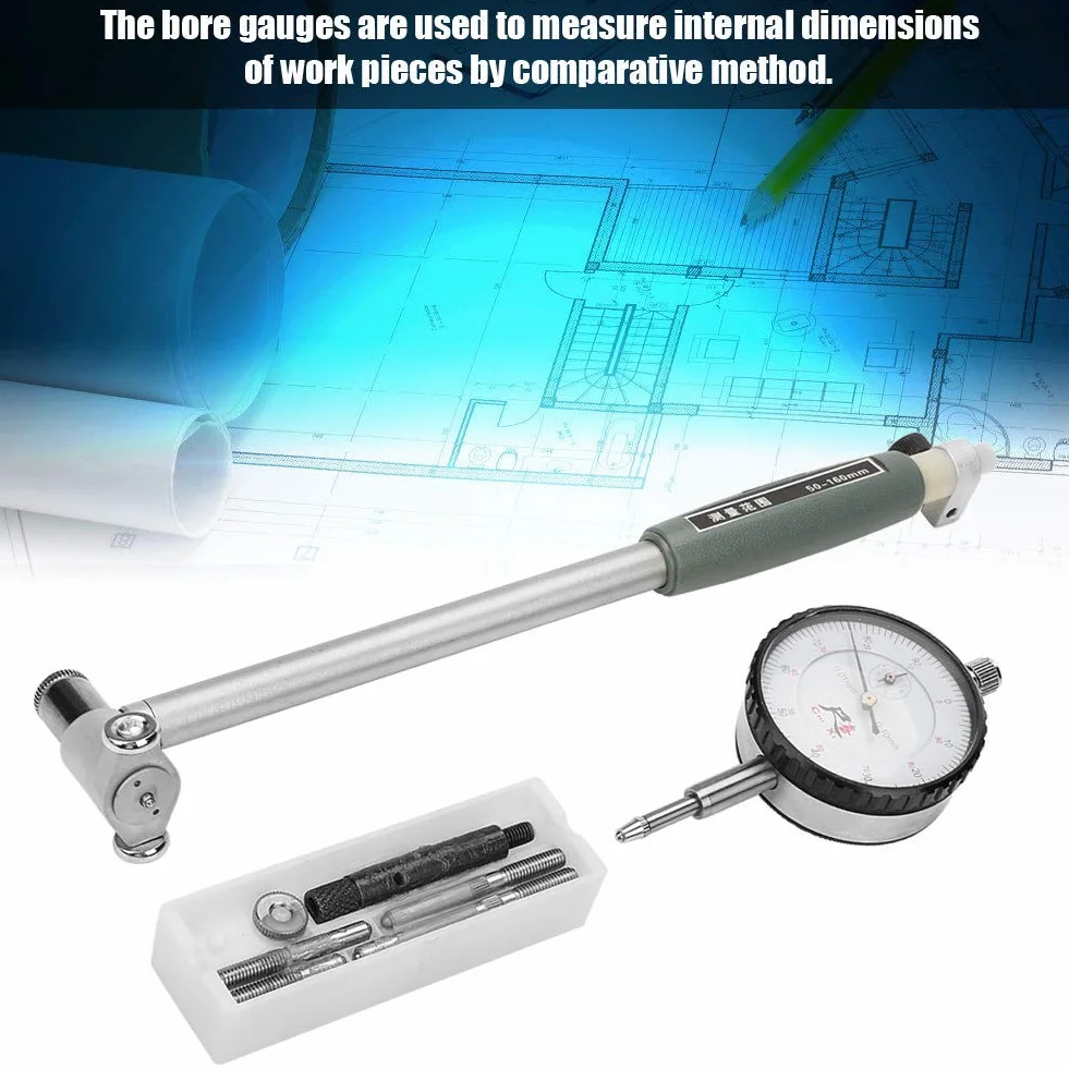 Alesatori, Diametro 50-160MM Indicatore del Diametro del Calibro indicatore del Diametro misuratore Kit del Cilindro del Motore di misurazione per l'impostazione dei diametri del Foro