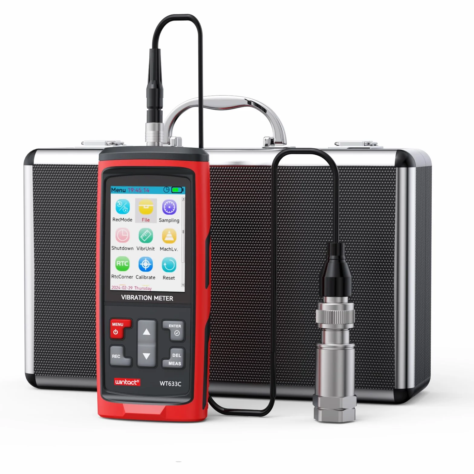 Vibrometro Wintact, analisi delle misurazioni delle vibrazioni meccaniche, accelerazione, velocità, spostamento, temperatura per motori, generatori, pompe, compressori (WT633C)