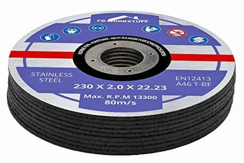 FD-Workstuff Dischi da Taglio Professionali | 20 pezzi | Ø 230 mm, 2 mm di spessore | per smerigliatrici flessibili, da taglio e angolari | Inox | Fette Circolari | Lami per Segi