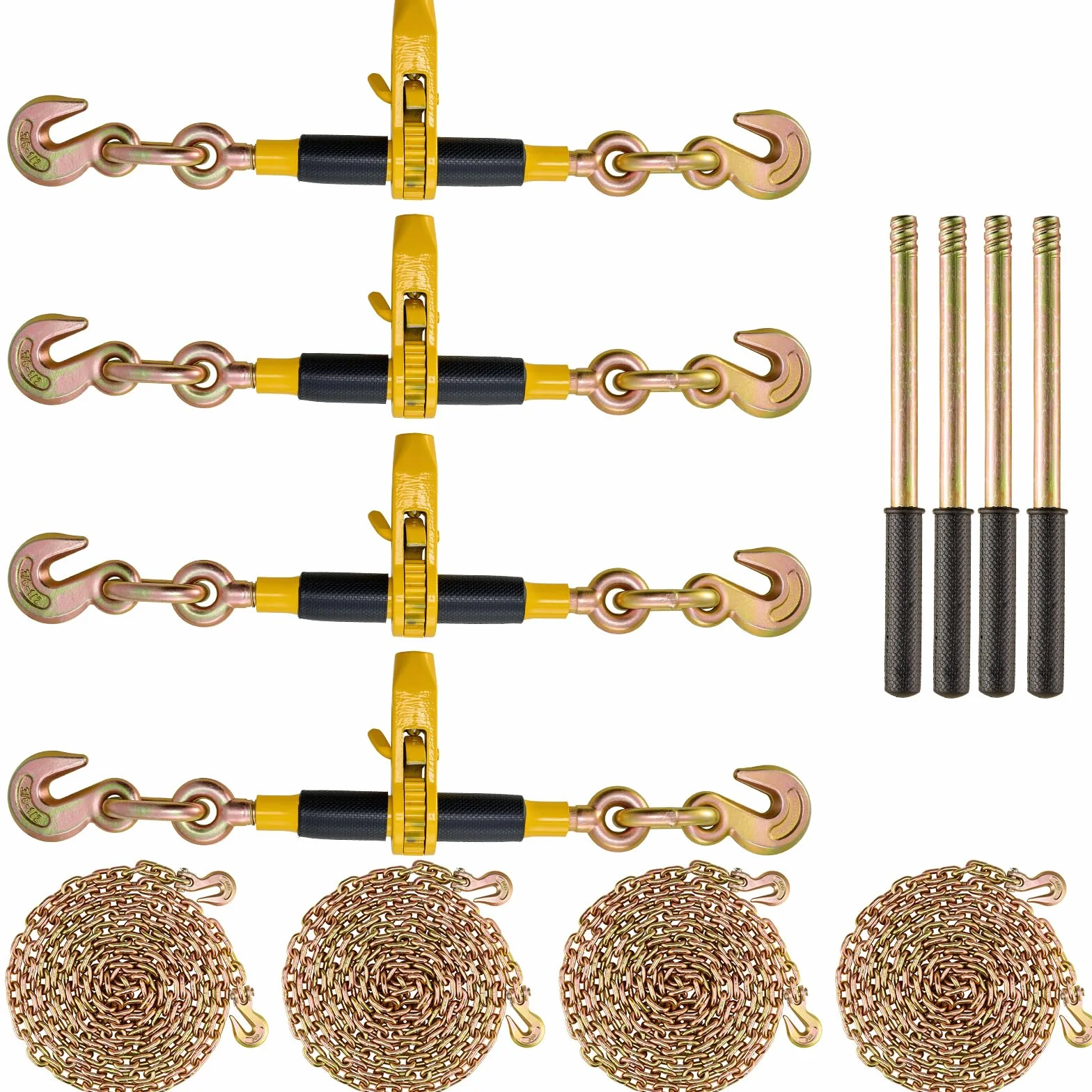 VEVOR Legante a Catena a Cricchetto, Leganti per Carichi Pesanti da 5/16"-3/8", con Catene G80 Limite di Carico Sicuro 1860kg, Maniglia Antiscivolo, Leganti a Catena per Trasporto per Rimorchio