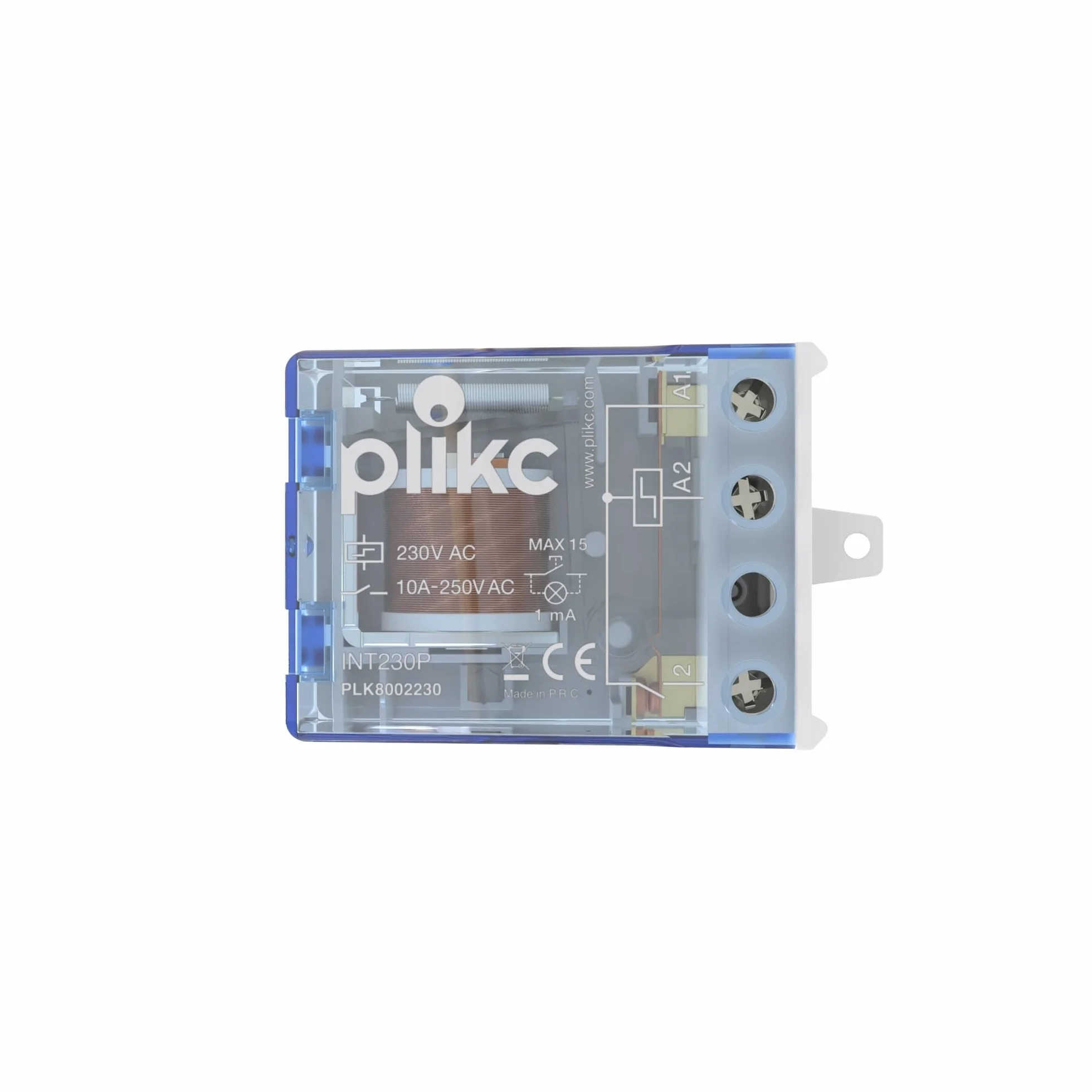 Plikc - Relè elettromeccanico ad impulsi circuito bobina e contatti ad eccitazione comune. Alimentazione 230Vac (Interruttore)