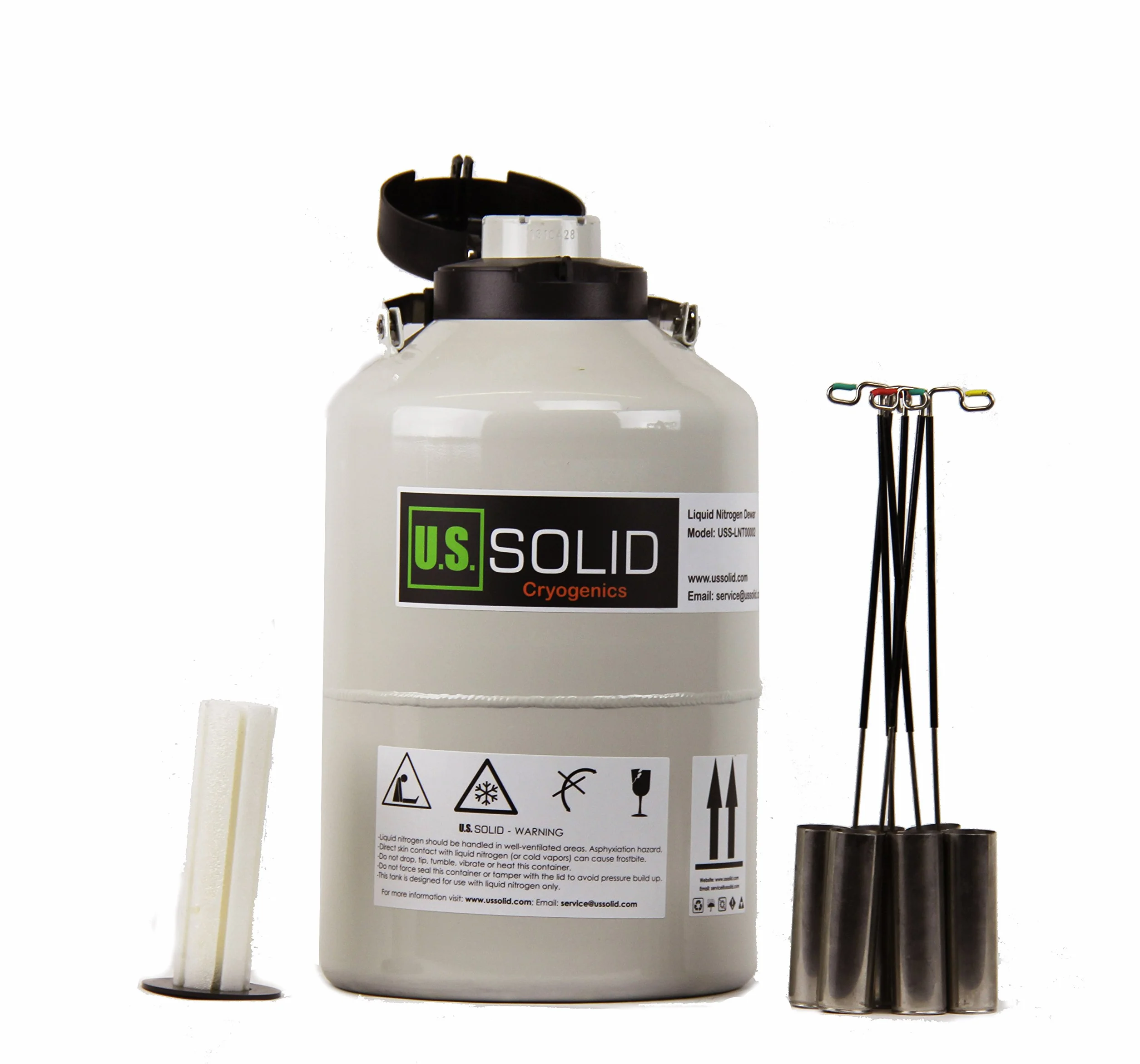 U.S. Solid Serbatoio per crio, 6 L, azoto liquido LN2, con cinghie, 6 brocche e rullo