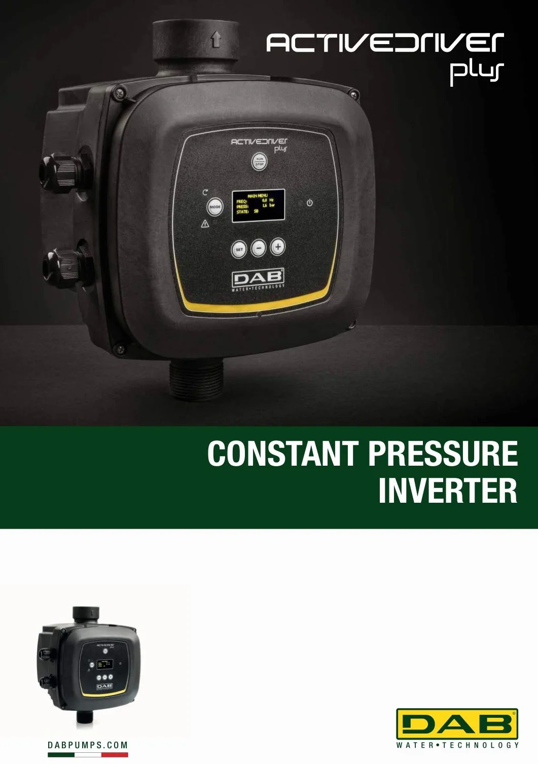 DAB ACTIVE DRIVER PLUS T/T 3.0 Inverter per elettropompa pressione costante silenziosità economia di esercizio riduzione consumi acqua protezione della pompa