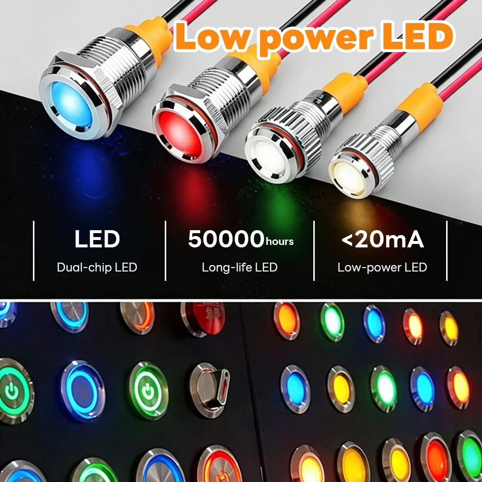 Luci di controllo in metallo 19 mm verde 220 V impermeabile spia LED