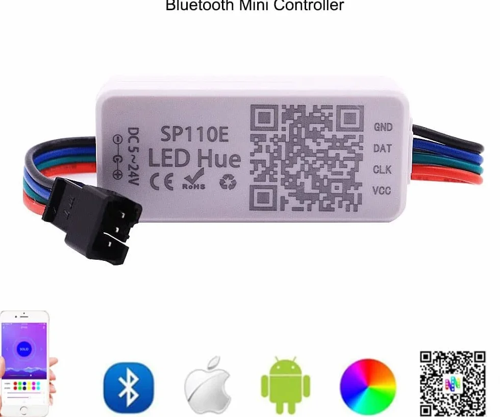 SP110E - Controller Bluetooth per strisce LED SK6812 RGB RGBW APA102 WS2801 RGB/RGBW, CC 5-24 V