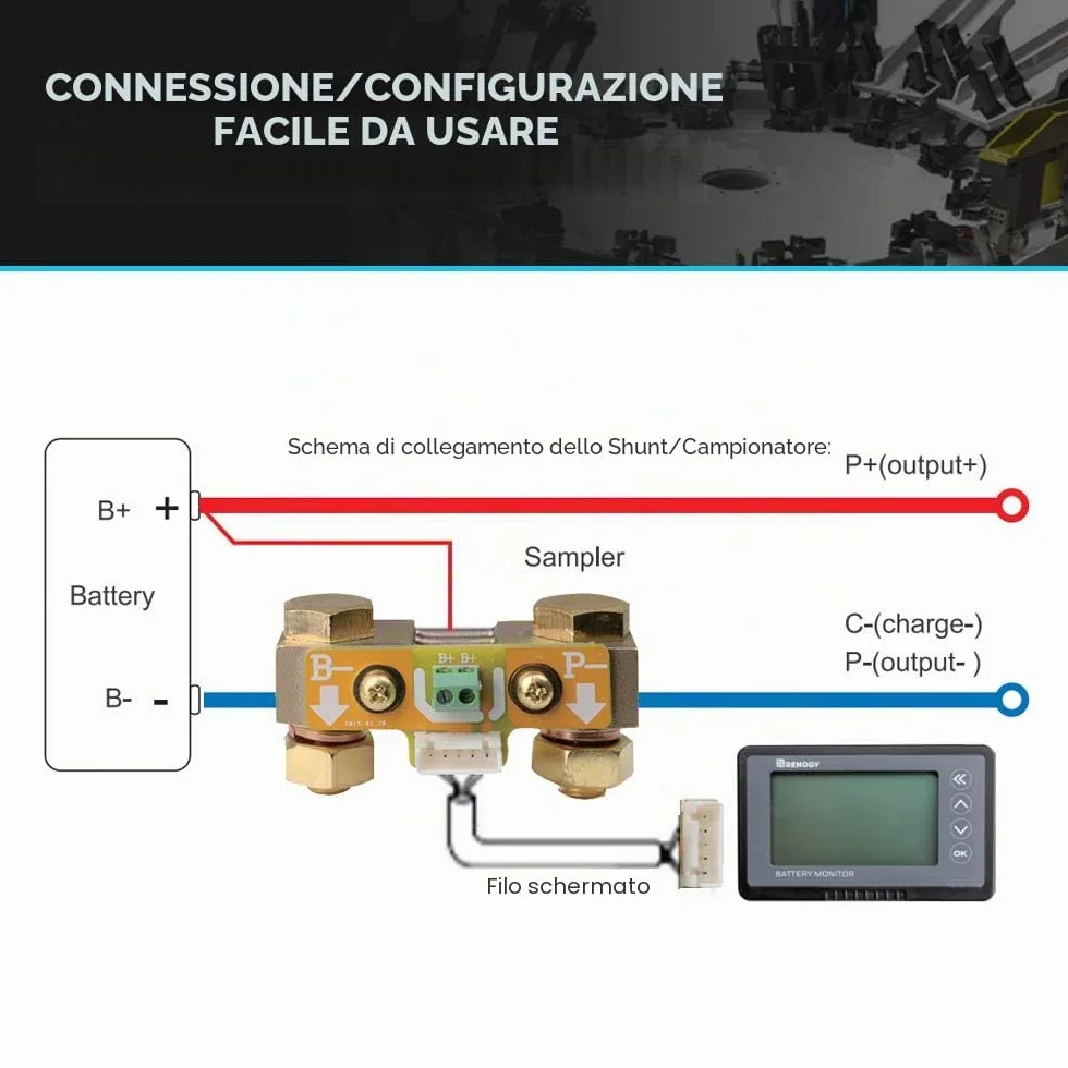Renogy Batteria 500 A 12 V/24 V/36/48 V, monitor batteria ad alta precisione con allarme programmabile per alta tensione e bassa, compatibile con LiFPO4, AGM, sigillato, gel, batterie bagnate per