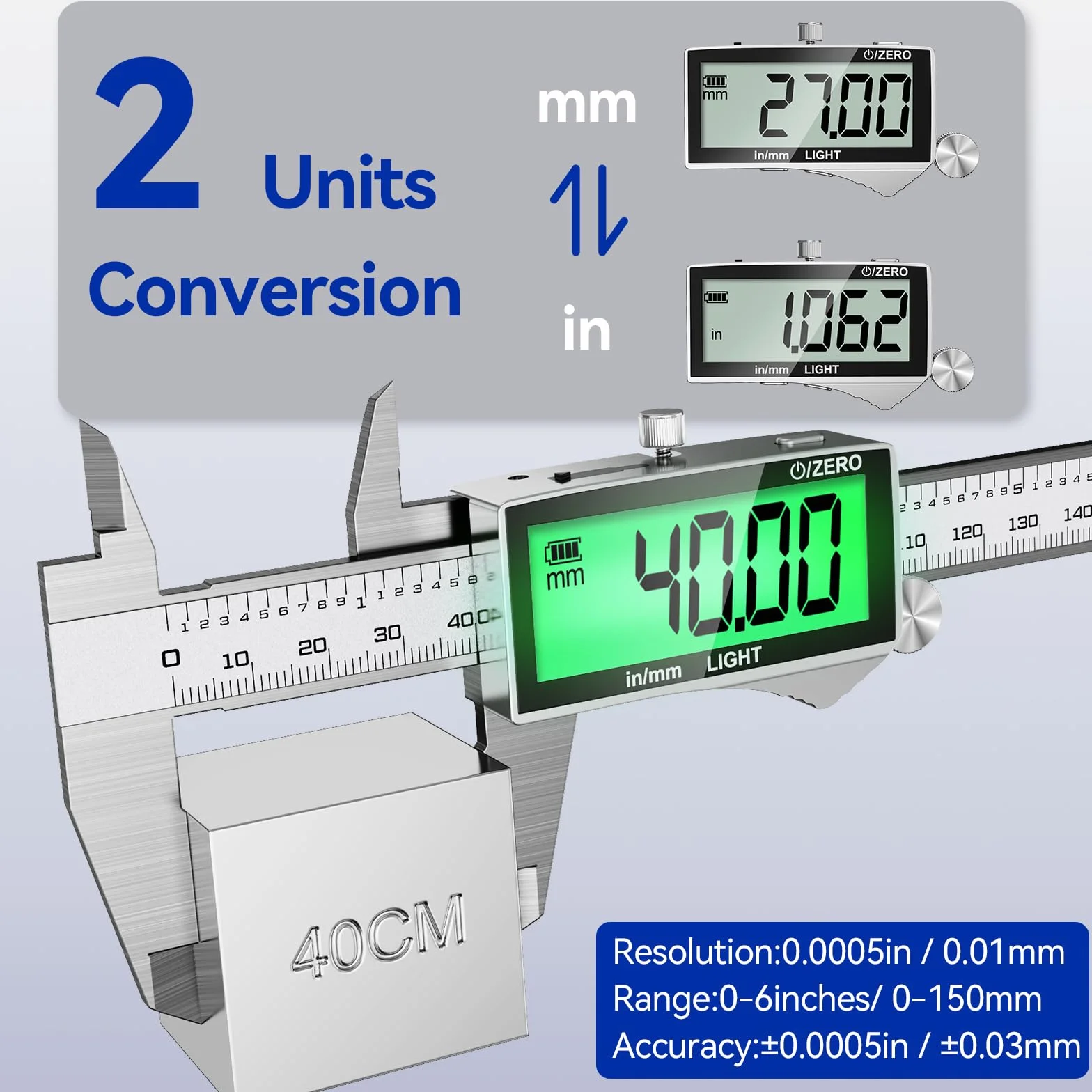 Preciva Calibro Digitale, Calibri Ricaricabile, Calibro Elettronico in Acciaio Inox con Ampio Schermo LCD Retroilluminato, Plicometro Professionale per Officina, Meccanica, Fai da Te