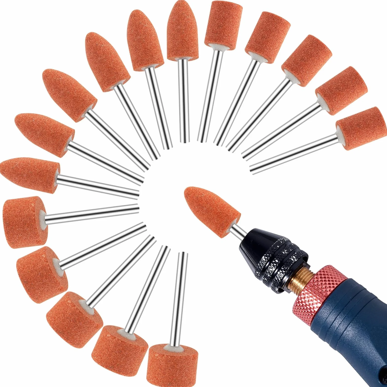 42 Pack Set di pietre per smerigliatura con gambo da 1/8 di pollice, pietra abrasiva montata, punta per smerigliatura per utensili rotanti per smerigliatura, lucidatura, sbavatura