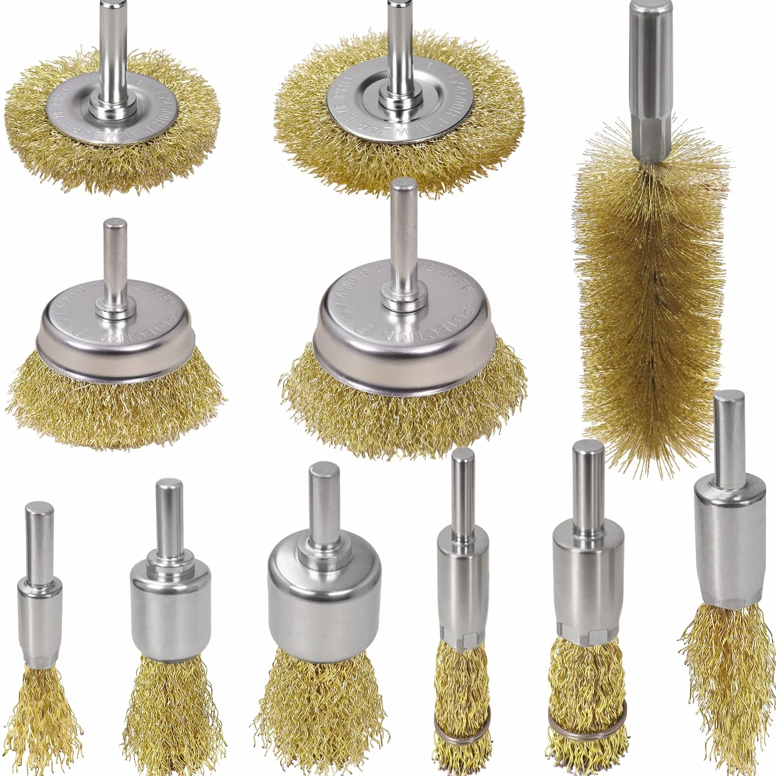Spazzola per la pulizia del filo di ottone per trapano, filo di acciaio al carbonio abrasivo rivestito in ottone con setole morbide, fusto da 1/4" per rimozione del metallo, ruggine e colore